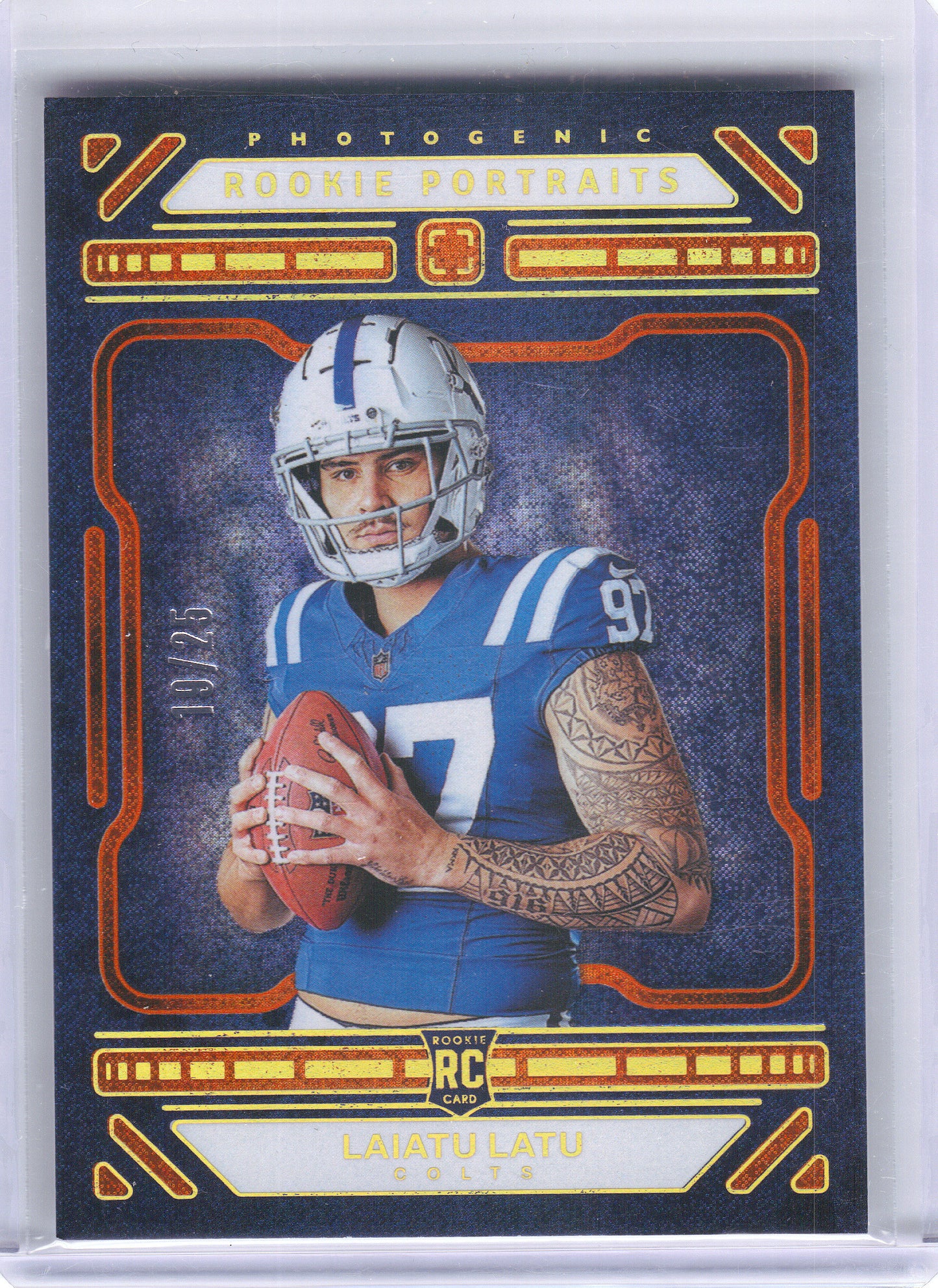 2024 Panini Photogenic #181 Laiatu Latu Orange #/25 Indianapolis Colts SN,RC