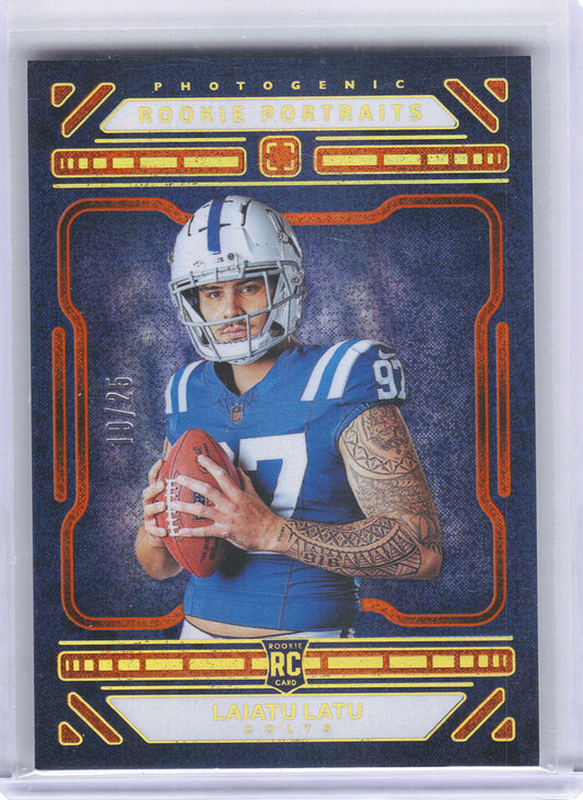 2024 Panini Photogenic #181 Laiatu Latu Orange #/25 Indianapolis Colts SN,RC