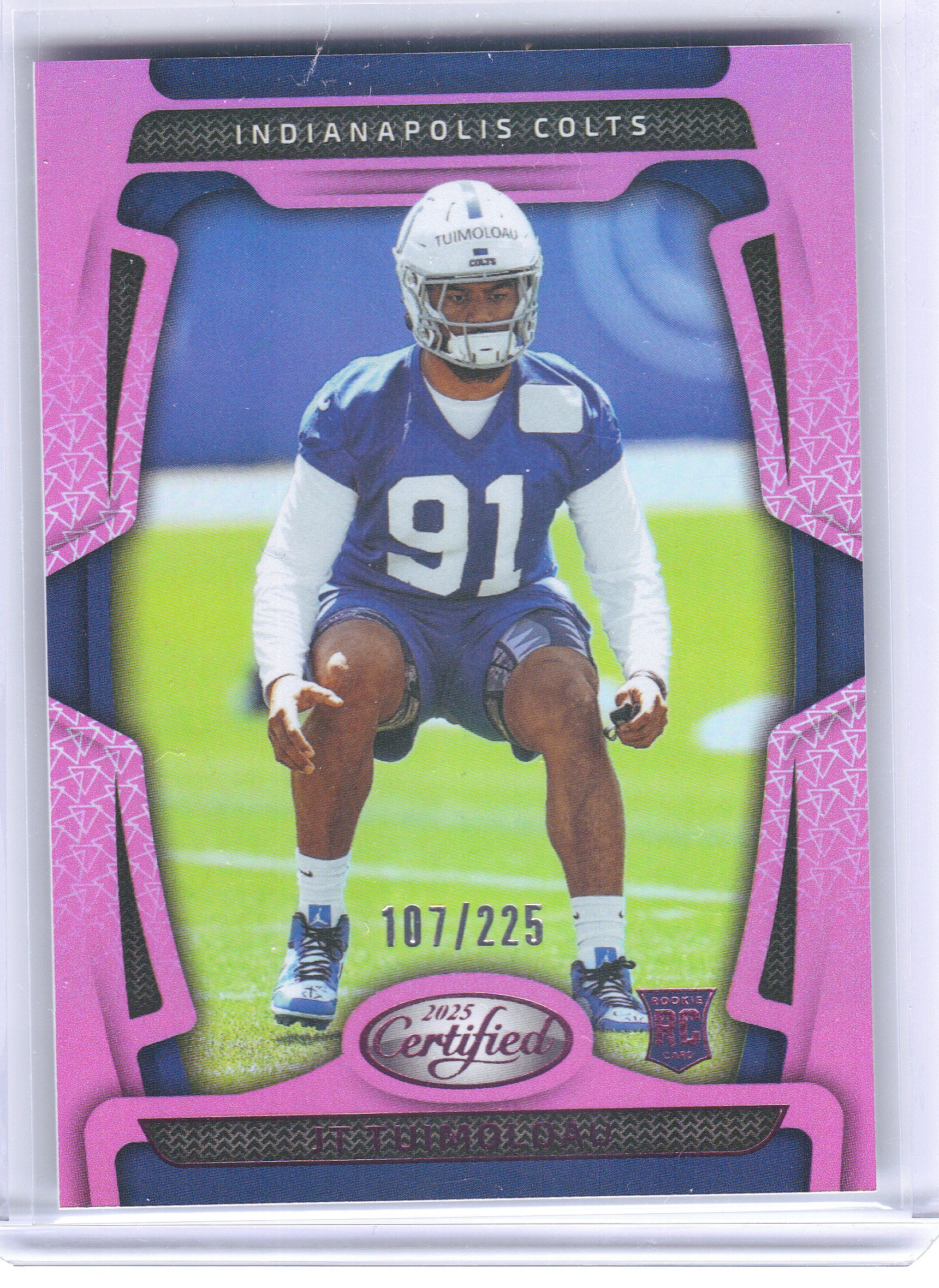 2025 Panini Certified #194 JT Tuimoloau Mirror Pink #/225 Indianapolis Colts SN,RC