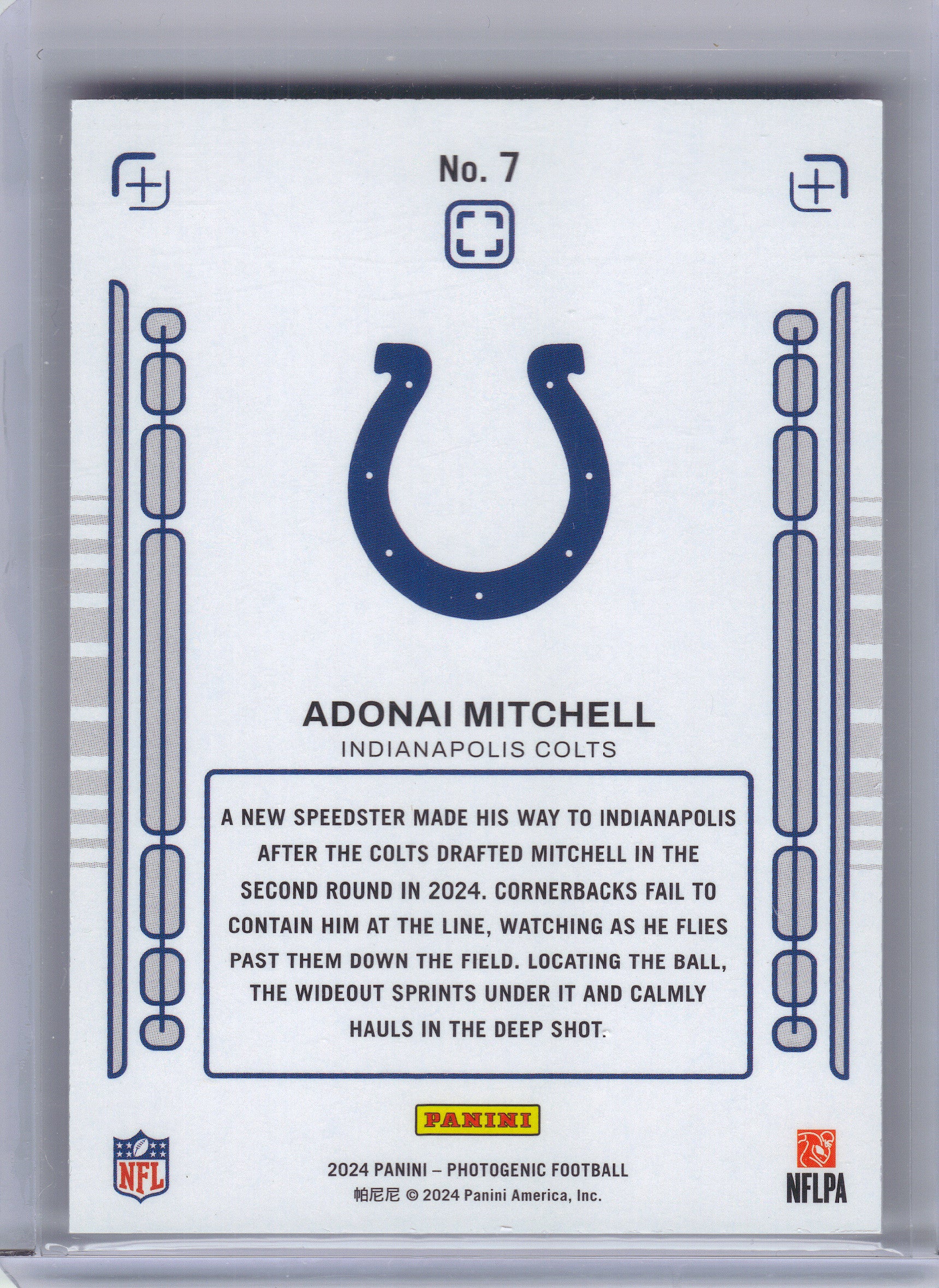 2024 Panini Photogenic #7 Adonai Mitchell Rookie Pix Indianapolis Colts