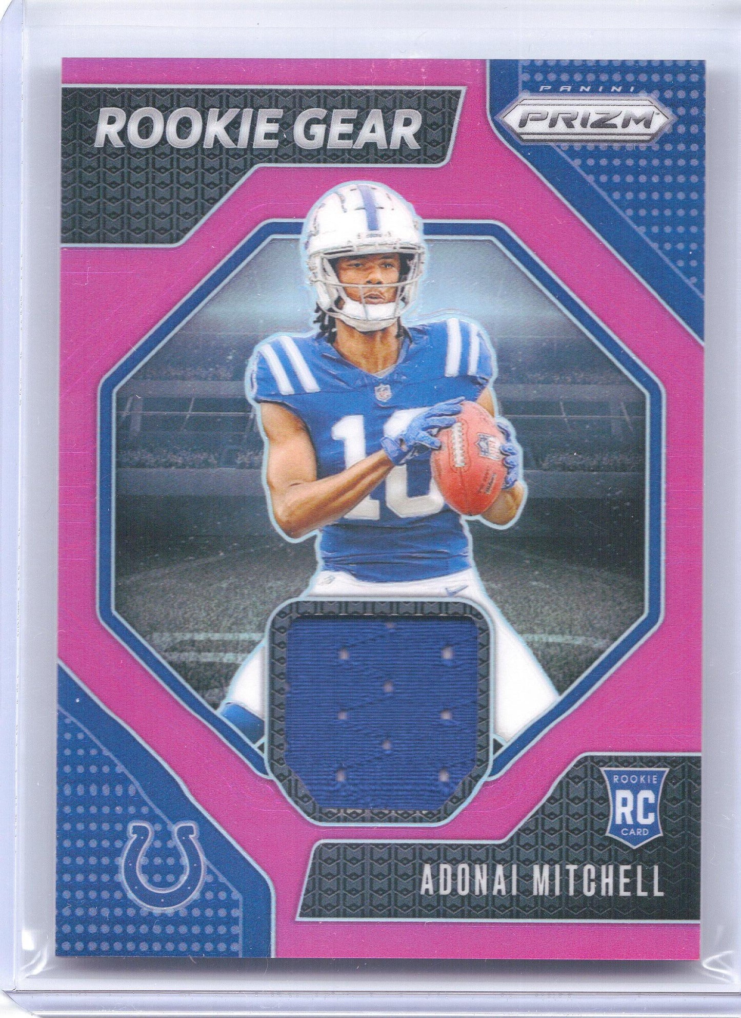 2024 Panini Prizm #RG-AML Adonai Mitchell Rookie Gear Pink Indianapolis Colts MEM