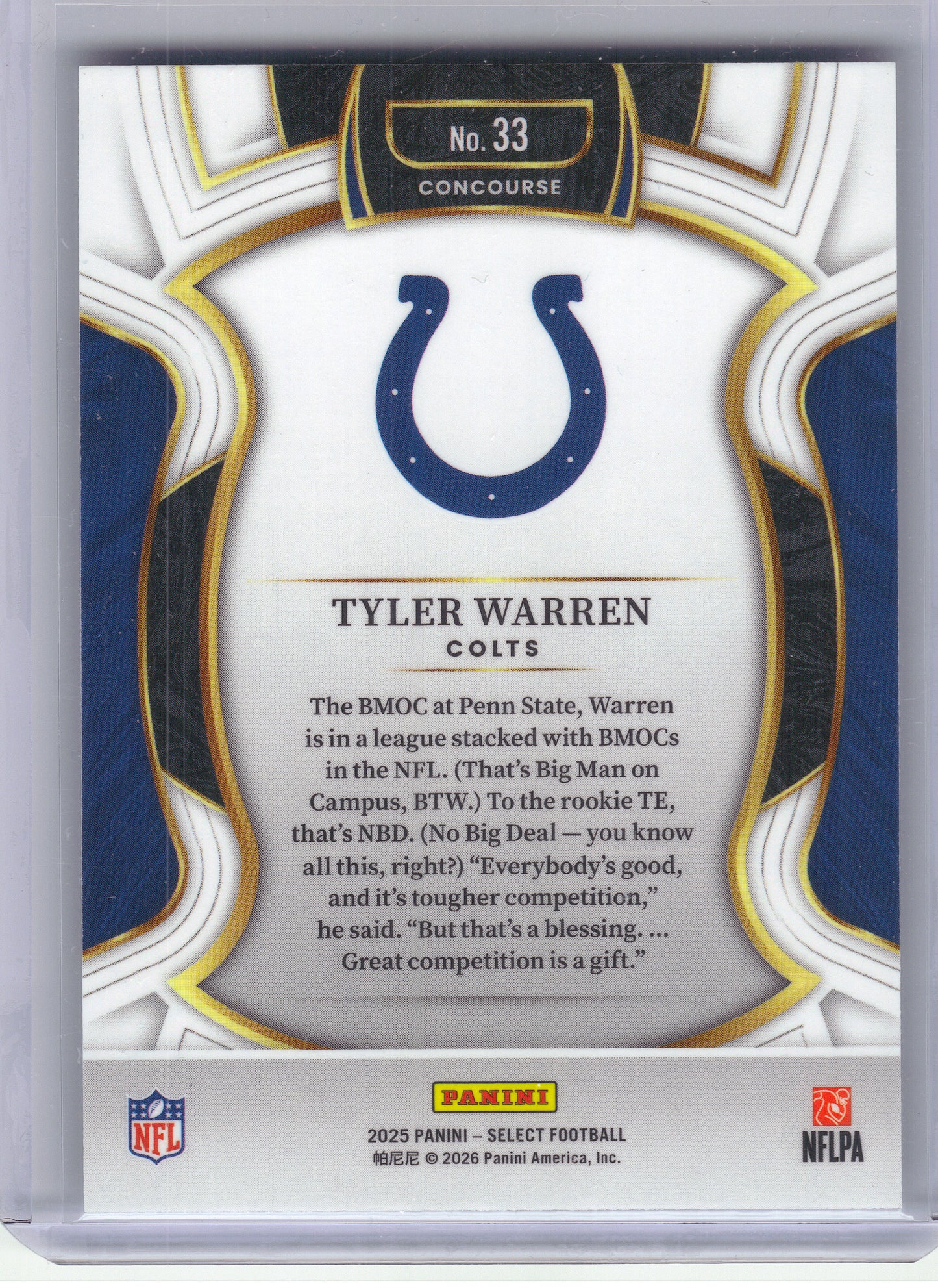 2025 Panini Select #33 Tyler Warren Indianapolis Colts