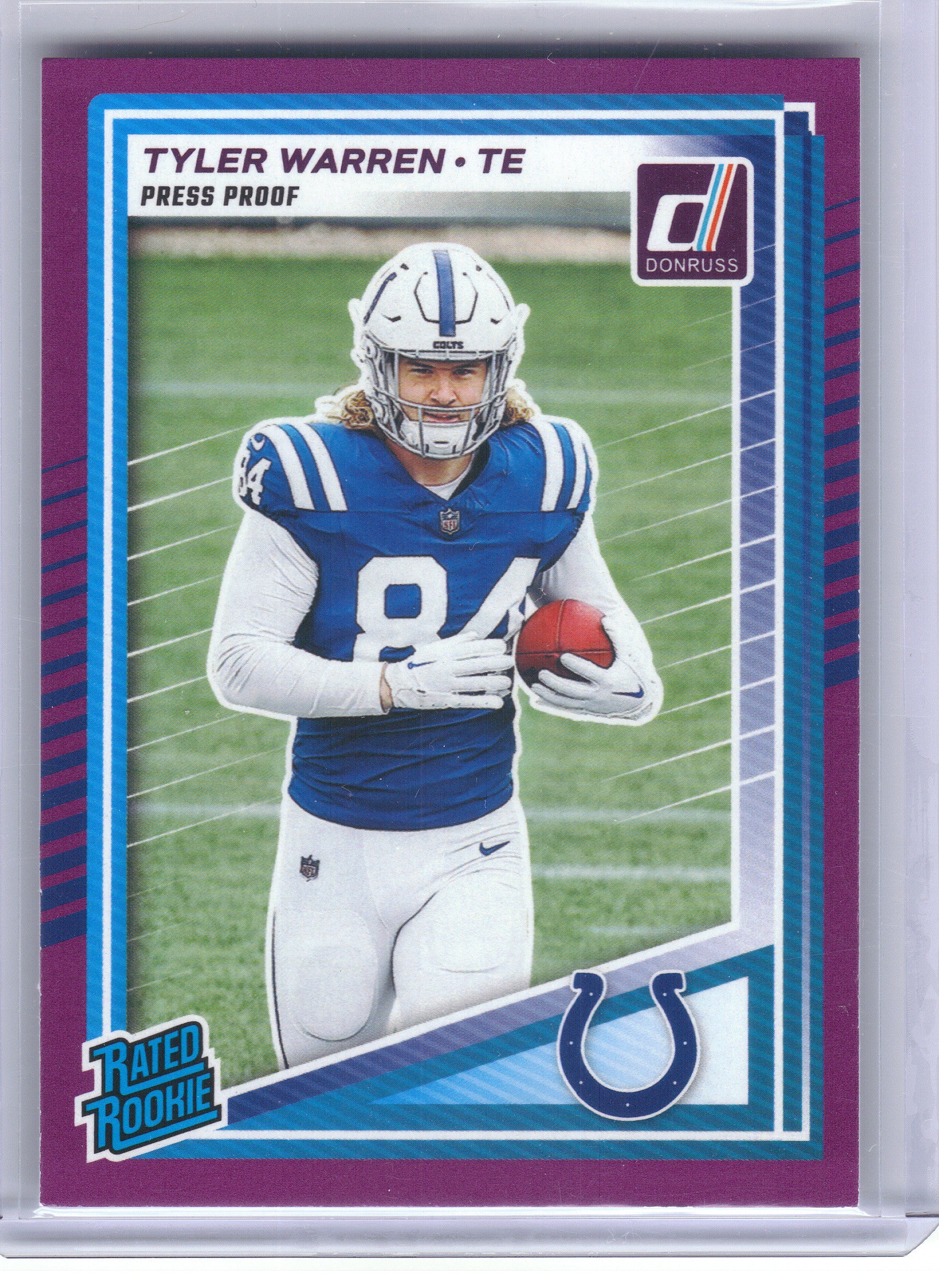 2025 Donruss #337 Tyler Warren Press Proofs Purple Indianapolis Colts RC
