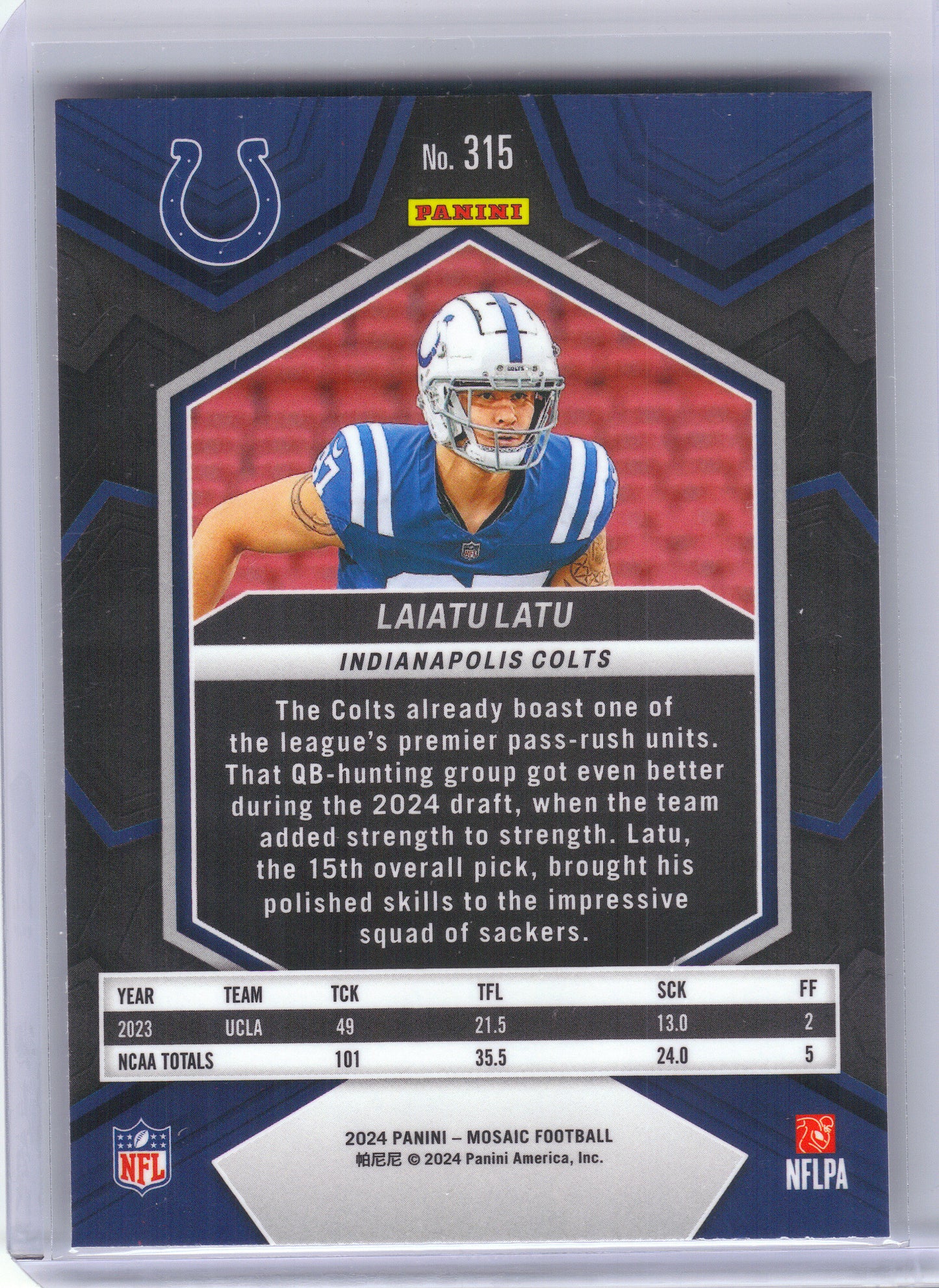 2024 Panini Mosaic #315 Laiatu Latu Silver Indianapolis Colts