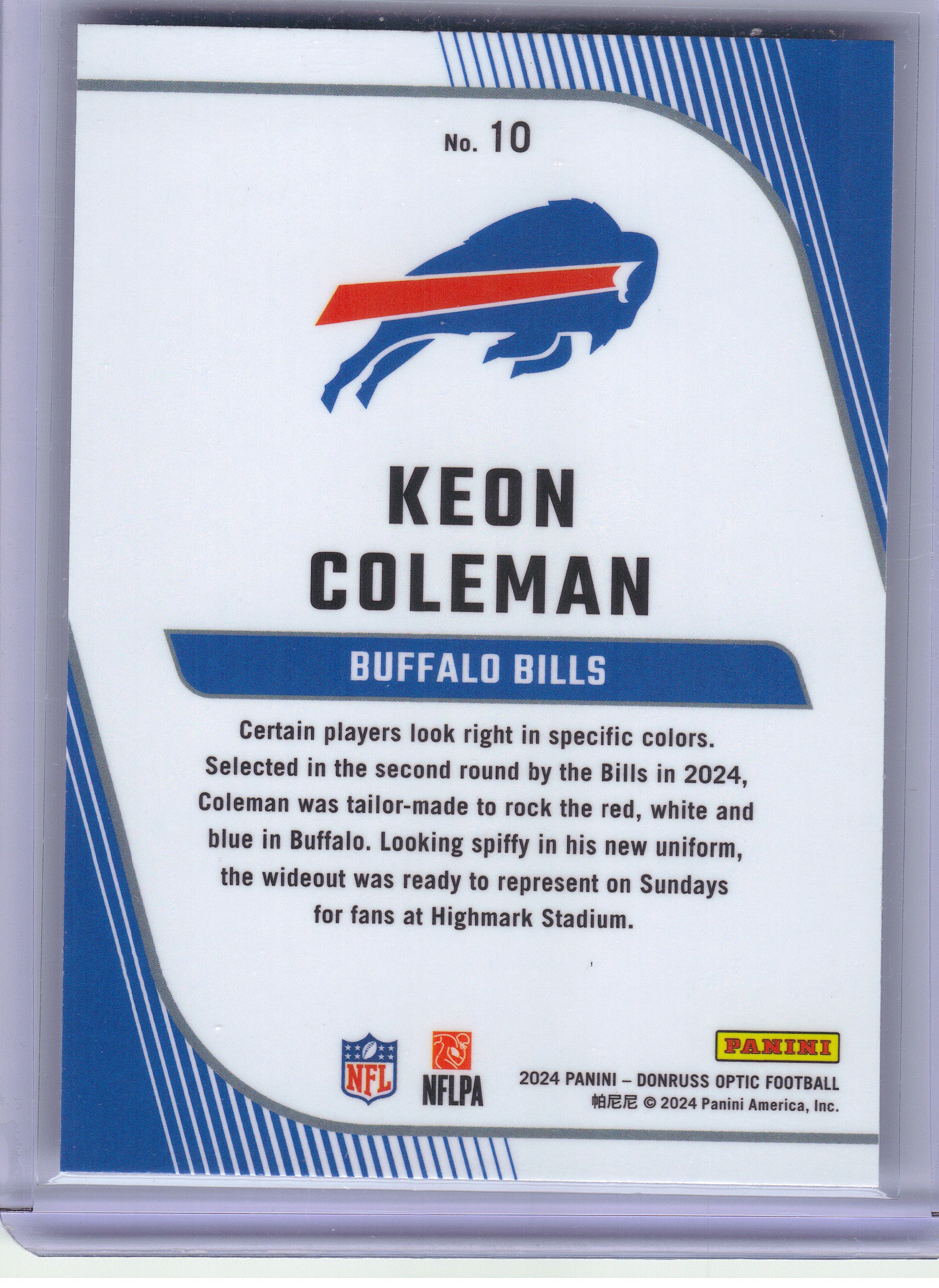 2024 Donruss Optic #10 Keon Coleman Rookie Primary Colors Buffalo Bills