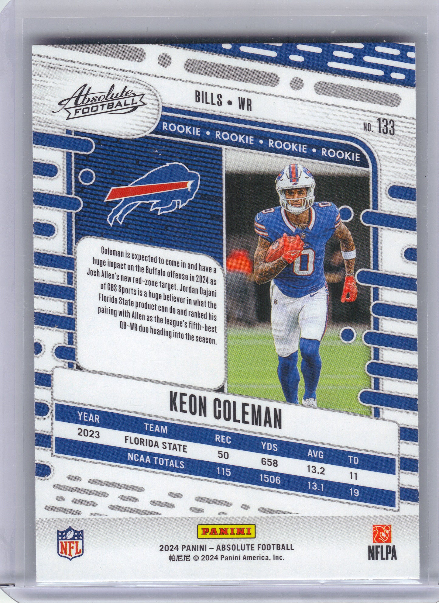 2024 Panini Absolute #133 Keon Coleman Retail Buffalo Bills RC