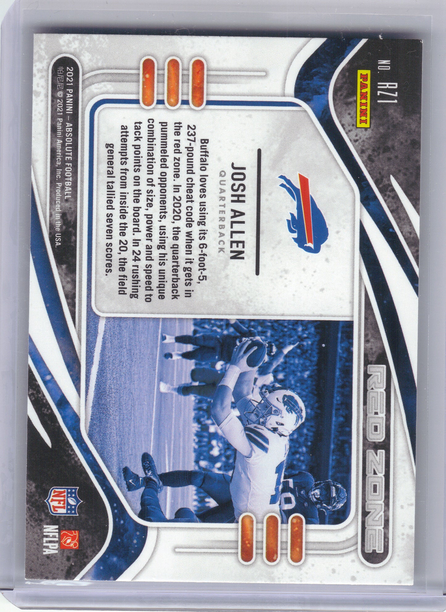 2021 Panini Absolute #RZ1 Josh Allen Red Zone Buffalo Bills