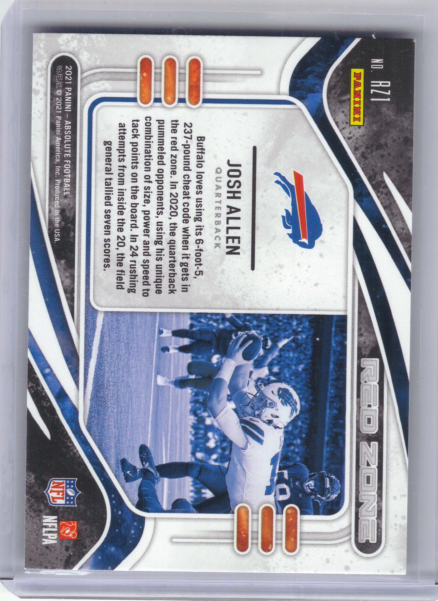 2021 Panini Absolute #RZ1 Josh Allen Red Zone Buffalo Bills