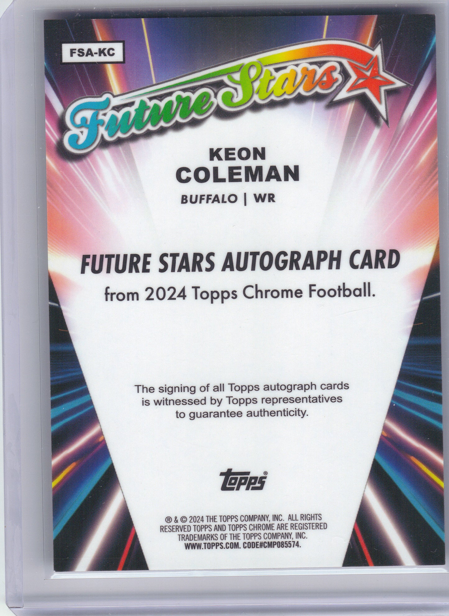 2024 Topps Chrome #FSA-KC Keon Coleman Future Stars Autographs Buffalo Bills AU