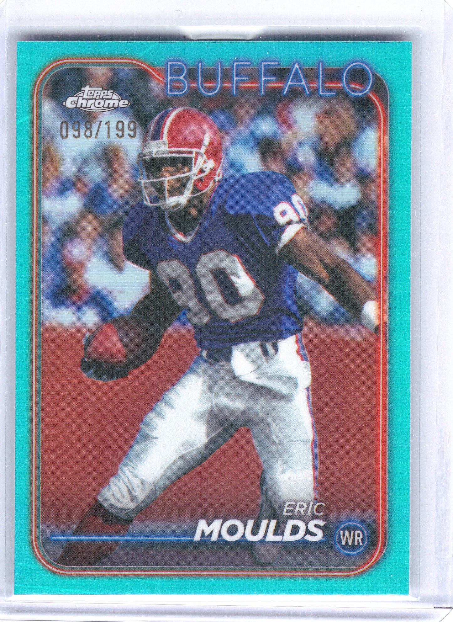 2024 Topps Chrome #12 Eric Moulds Aqua Refractor #/199 Buffalo Bills SN