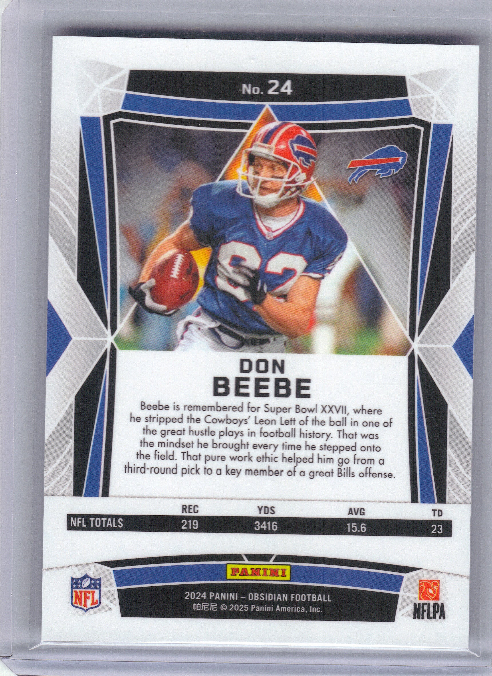 2024 Panini Obsidian #24 Don Beebe Buffalo Bills