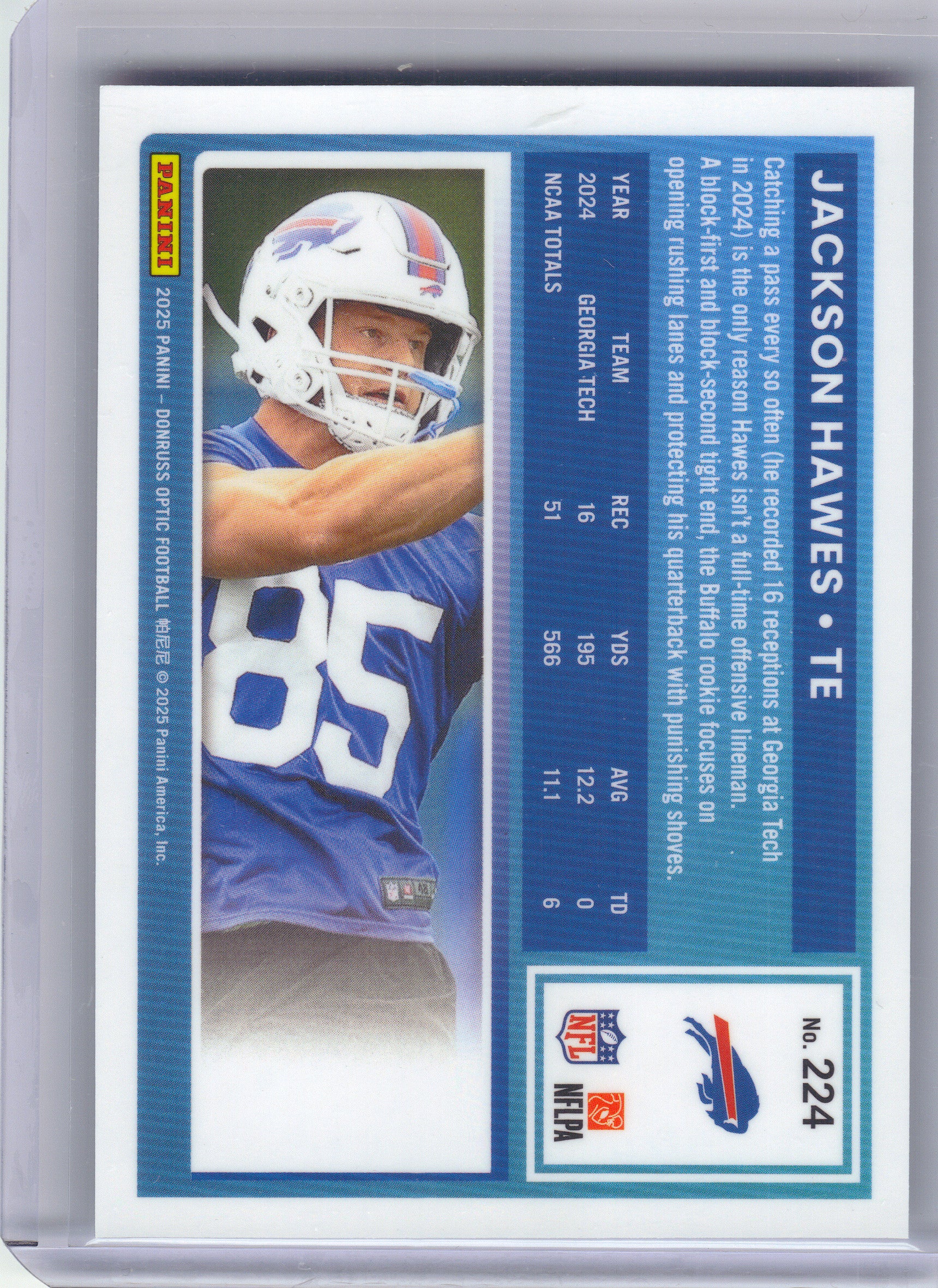 2025 Donruss Optic #224 Jackson Hawes Buffalo Bills RC