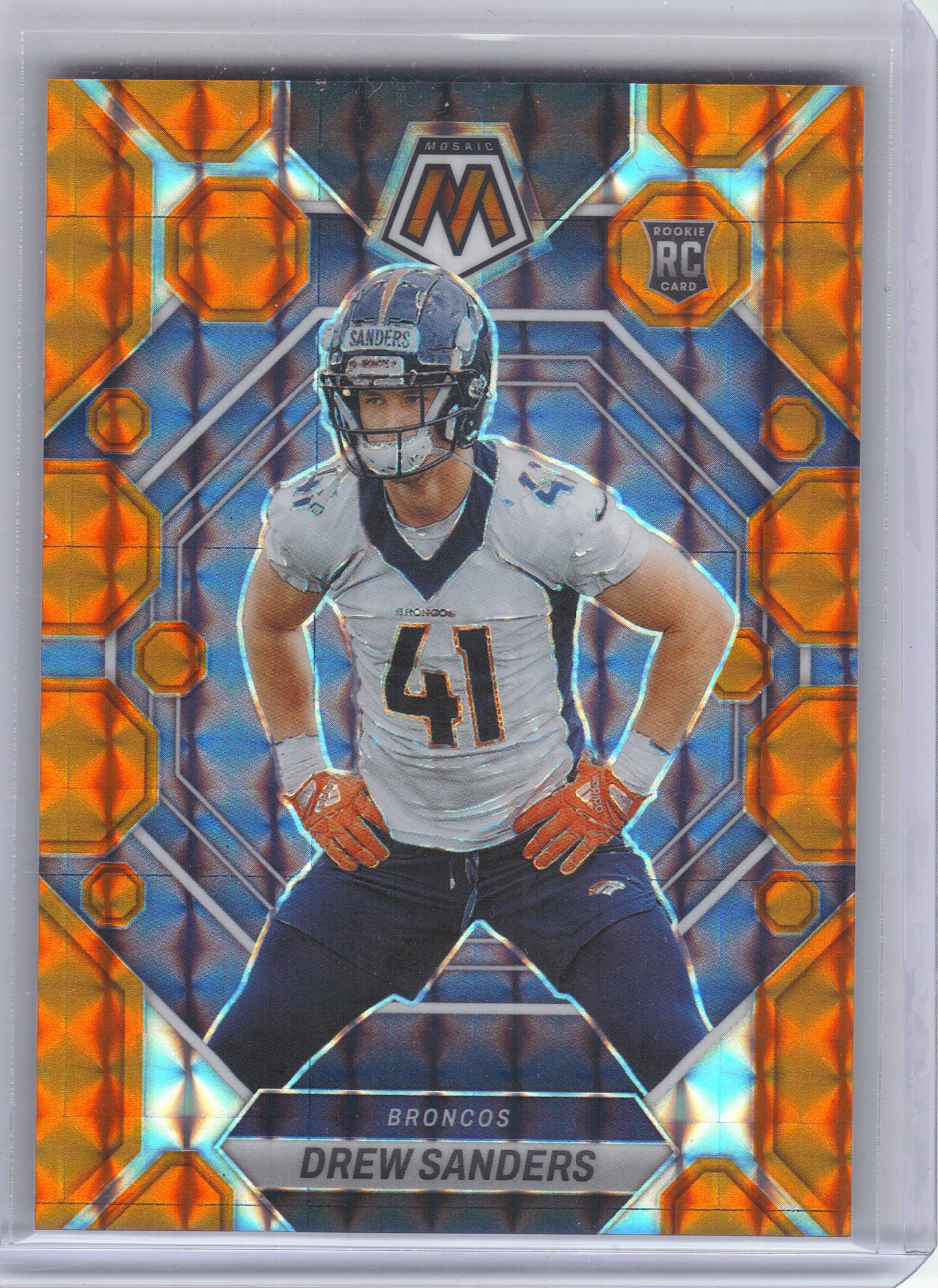 2023 Panini Mosaic #318 Drew Sanders Orange Mosaic #/199 Denver Broncos SN,RC