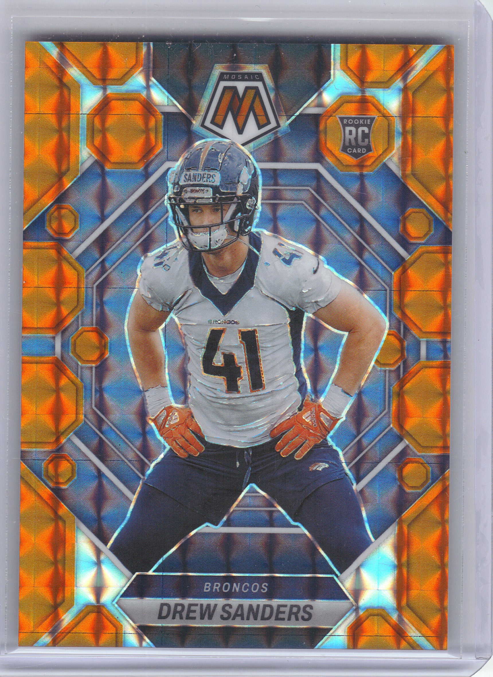 2023 Panini Mosaic #318 Drew Sanders Orange Mosaic #/199 Denver Broncos SN,RC