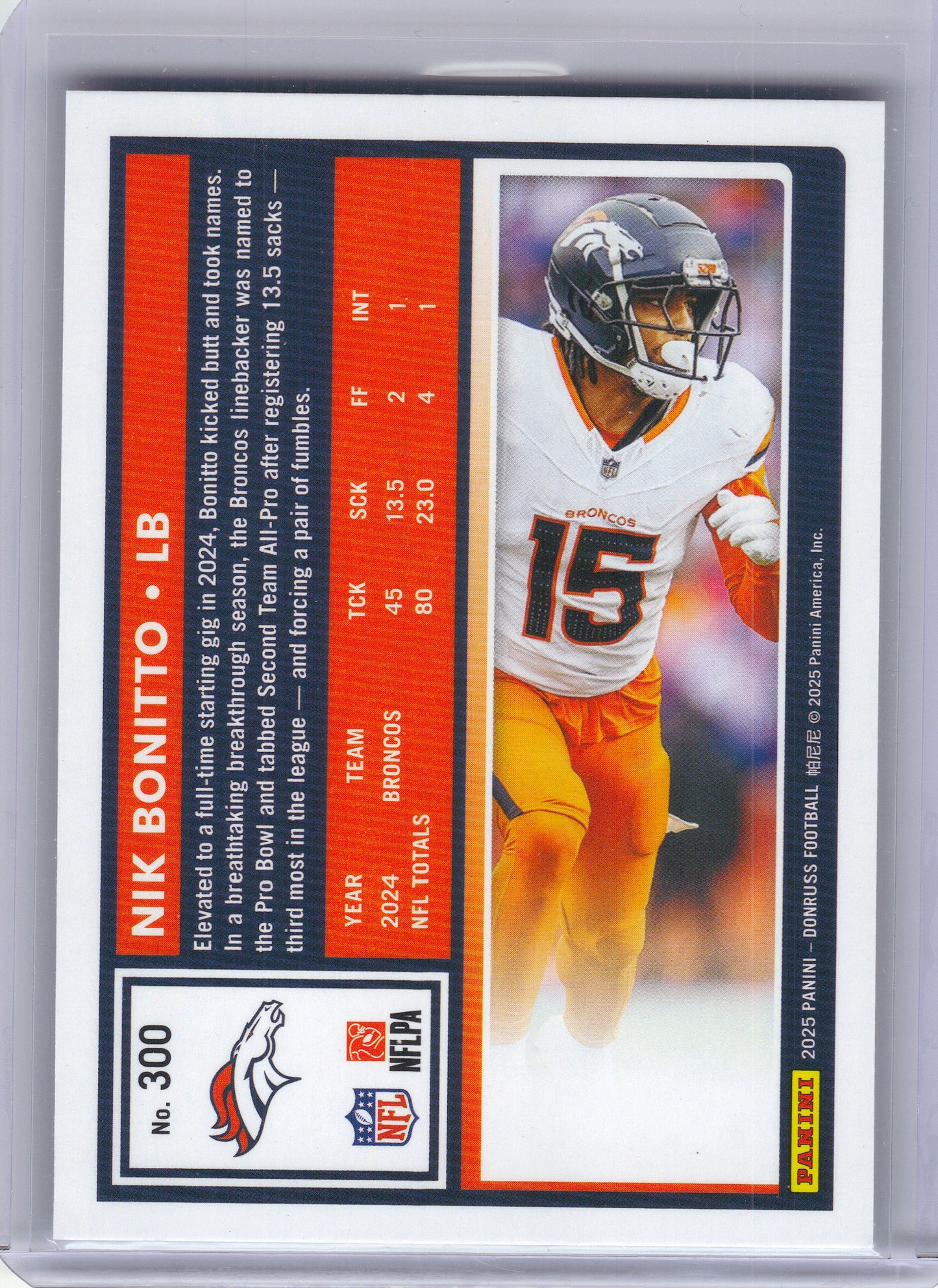 2025 Donruss #300 Nik Bonitto Press Proofs Green Denver Broncos