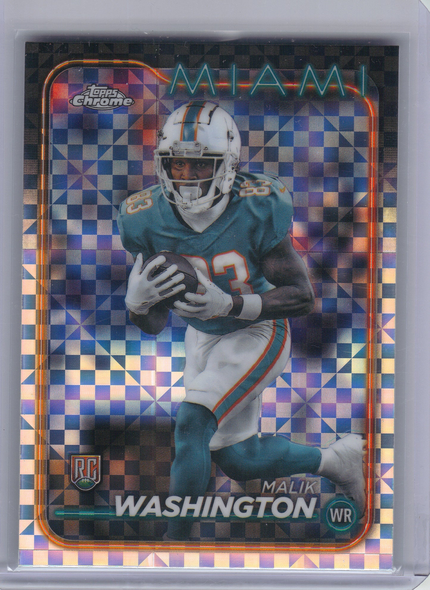 2024 Topps Chrome #254 Malik Washington X-Fractor Miami Dolphins RC
