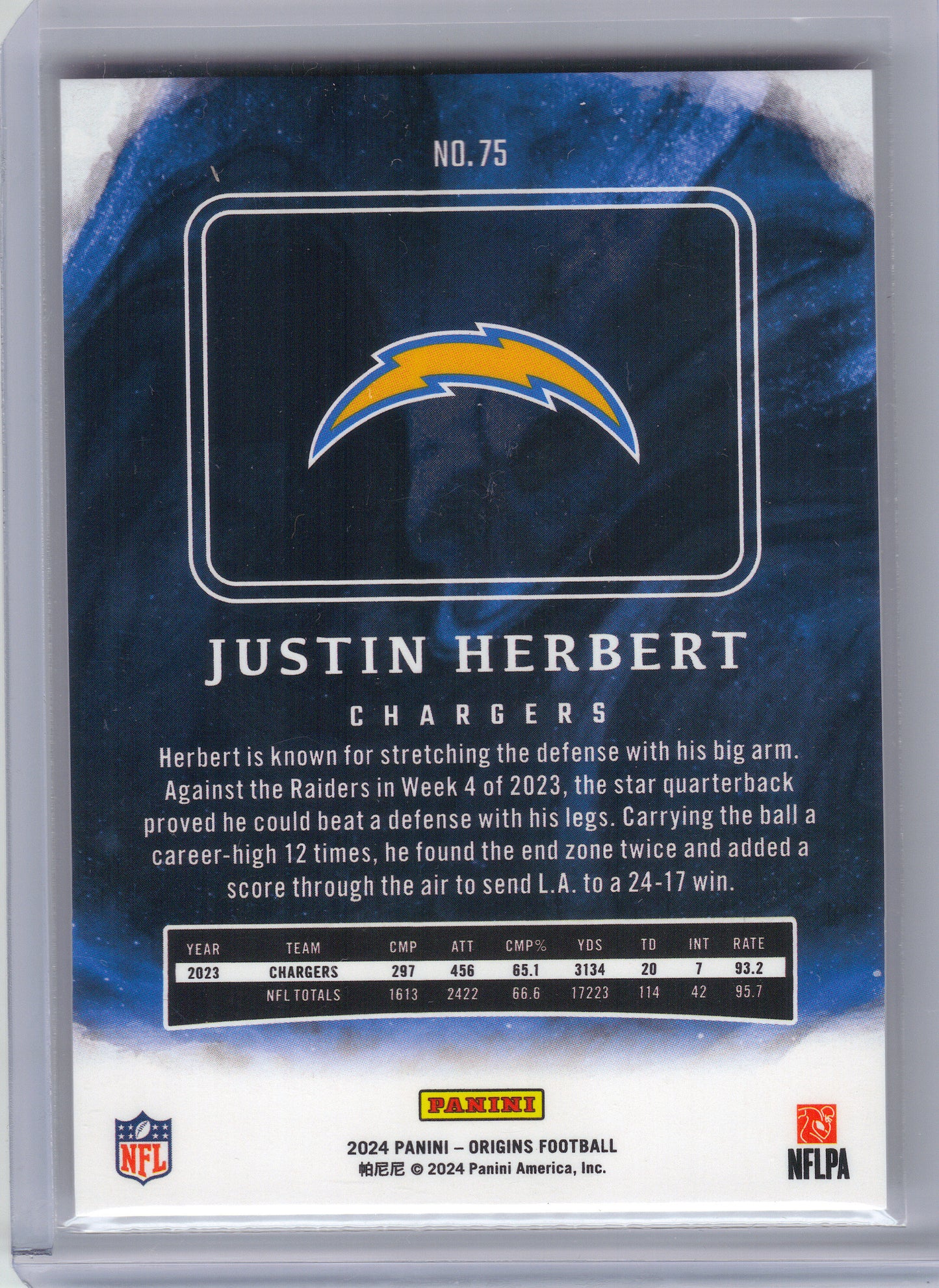 2024 Panini Origins #75 Justin Herbert Los Angeles Chargers