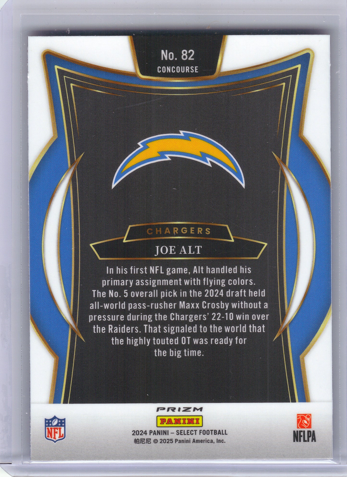 2024 Panini Select #82 Joe Alt Red & Blue Prizm Shock Los Angeles Chargers RC