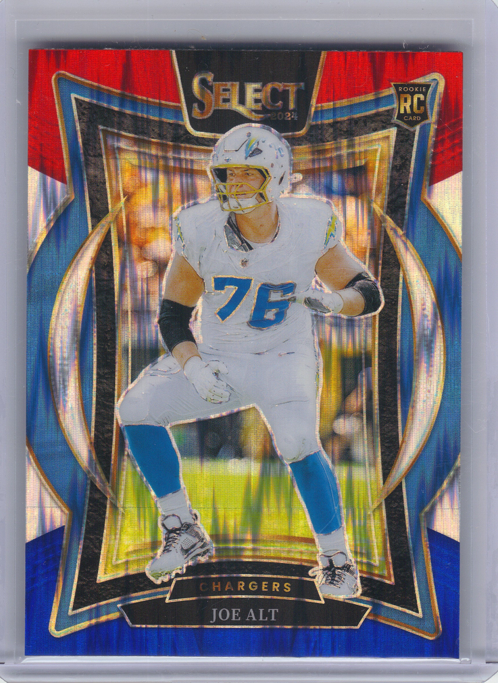 2024 Panini Select #82 Joe Alt Red & Blue Prizm Shock Los Angeles Chargers RC