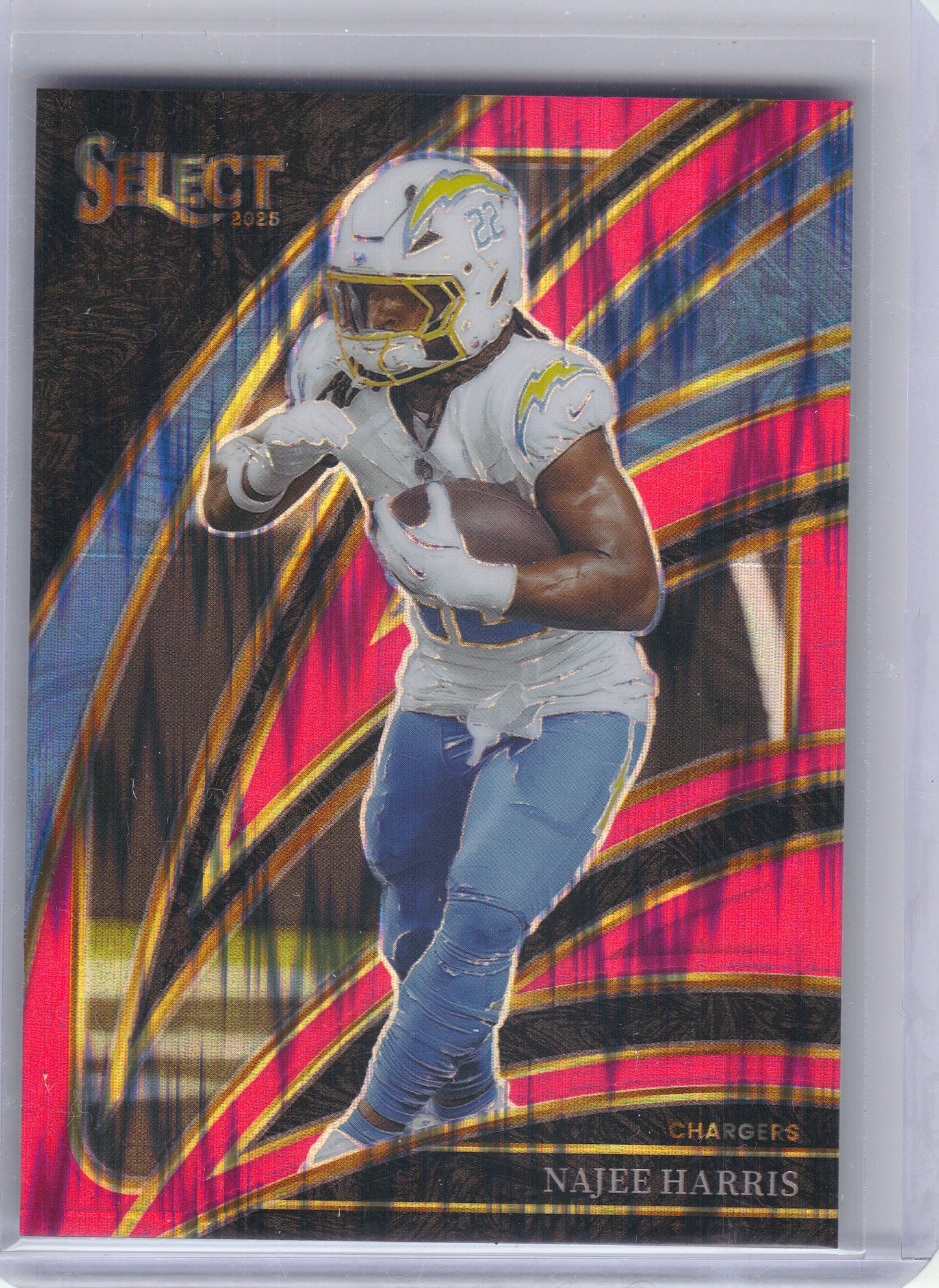 2025 Panini Select #203 Najee Harris Pink Prizm Shock Los Angeles Chargers