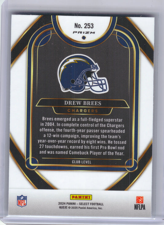 2024 Panini Select #253 Drew Brees Green & Red Prizm Shock San Diego Chargers