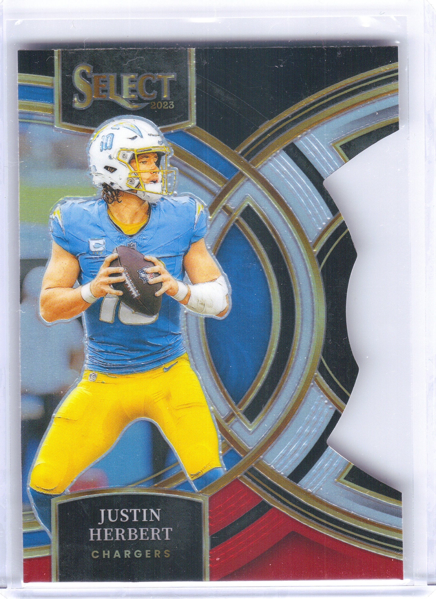 2023 Panini Select #136 Justin Herbert Black and Red Prizms Die Cuts Los Angeles Chargers