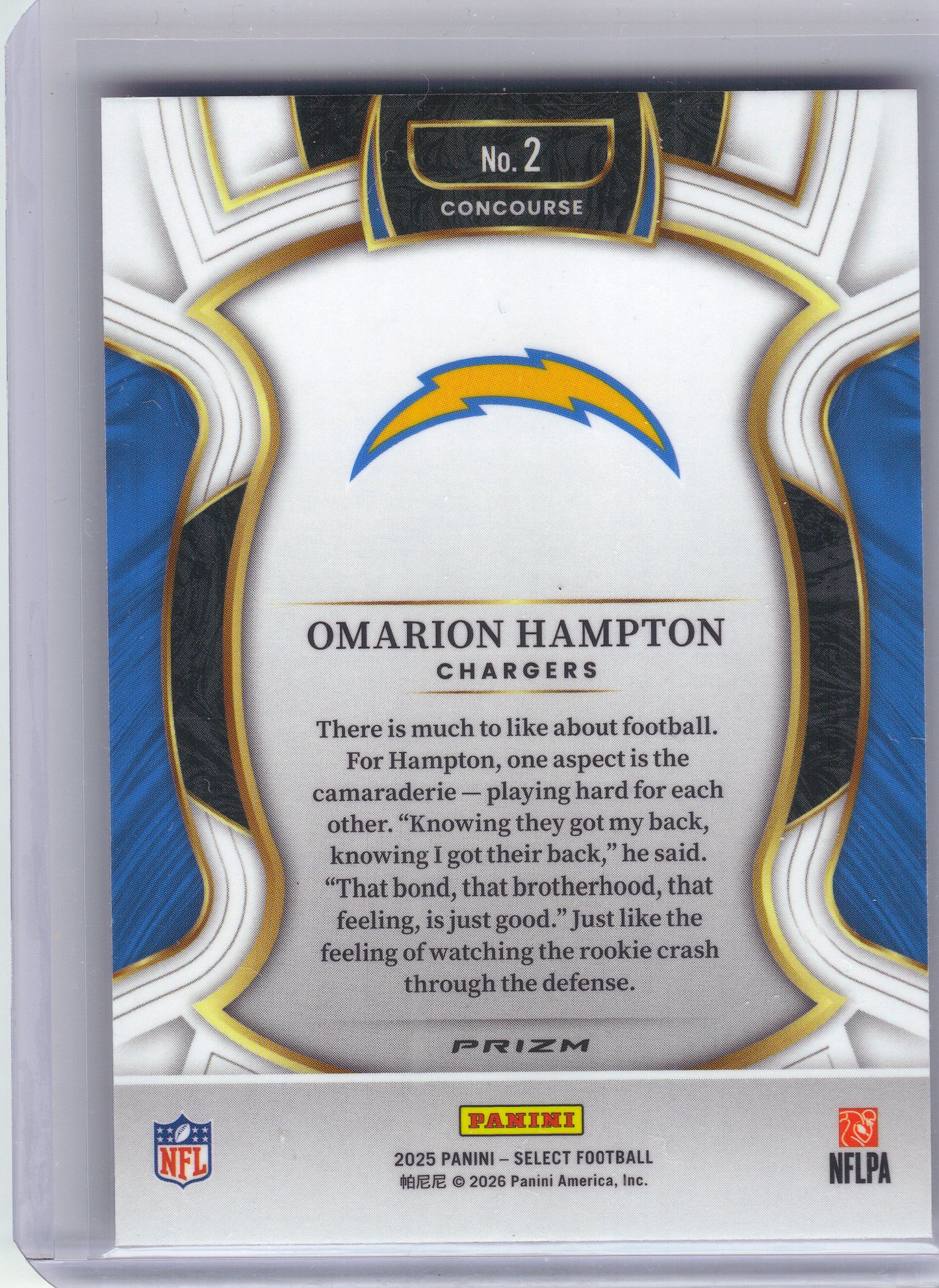 2025 Panini Select #2 Omarion Hampton Pink Prizm Shock Los Angeles Chargers RC
