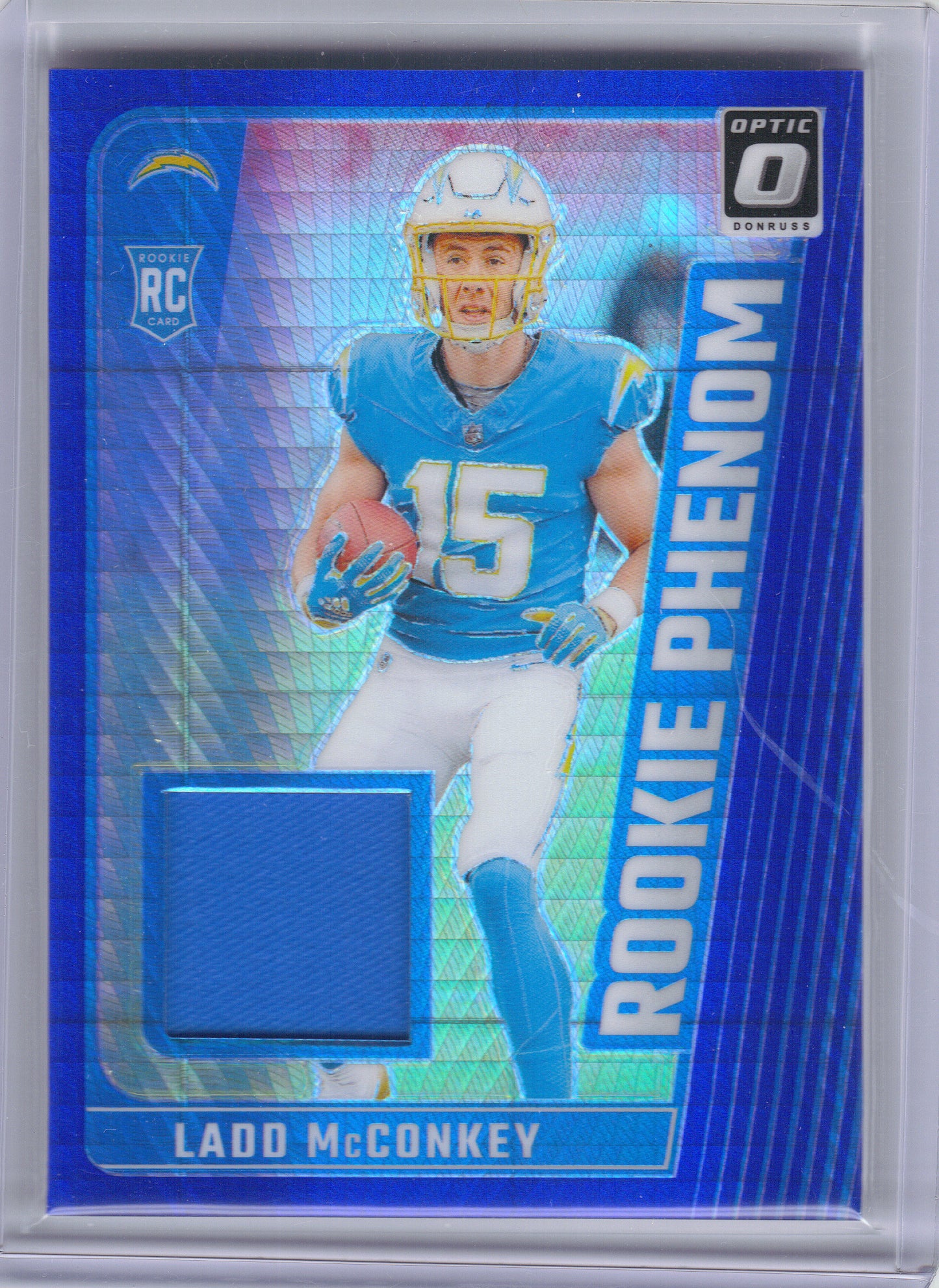 2024 Donruss Optic #RPB-LMY Ladd McConkey Rookie Phenoms Blue Hyper Los Angeles Chargers MEM