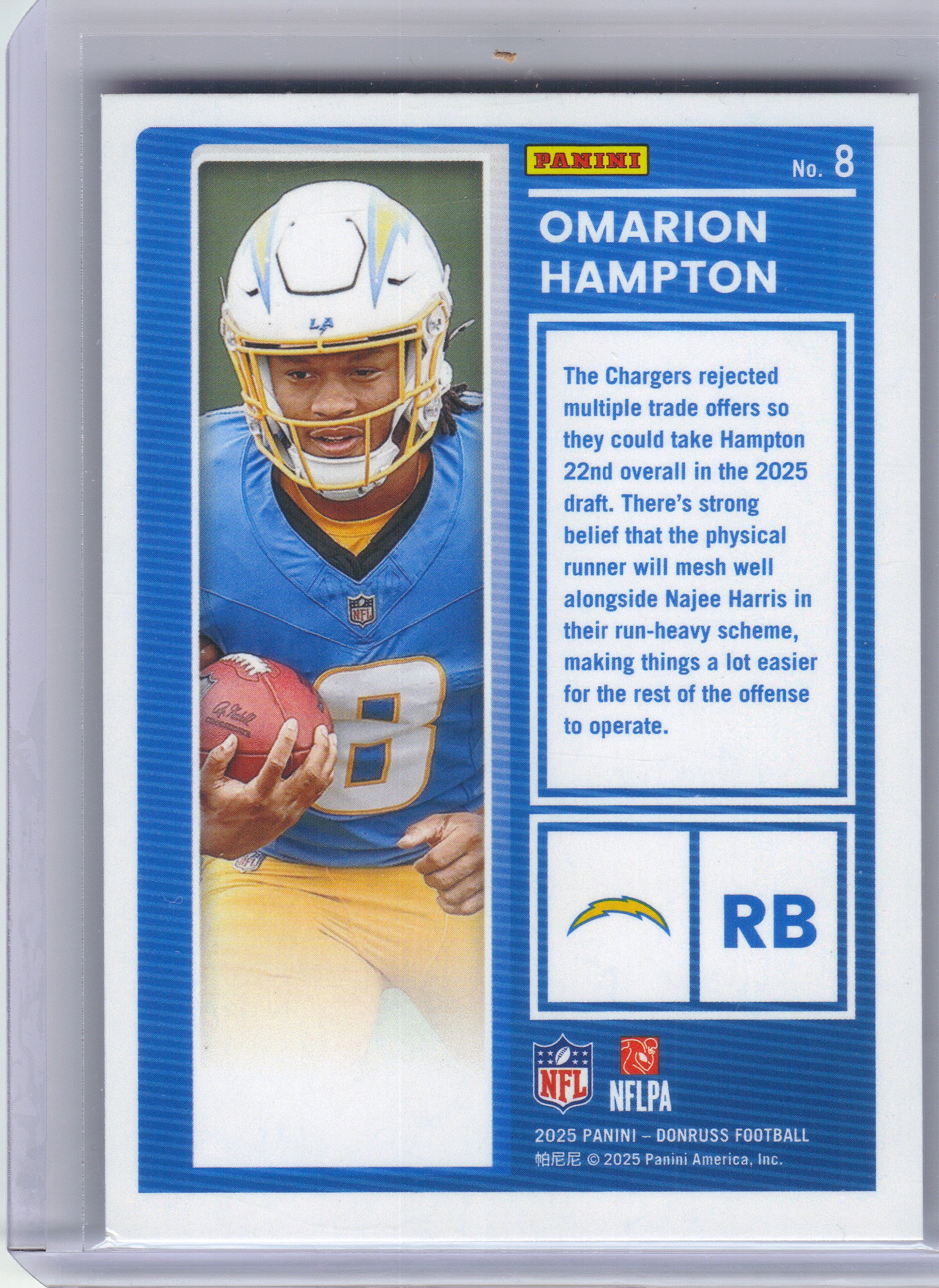 2025 Donruss #8 Omarion Hampton The Rookies Los Angeles Chargers