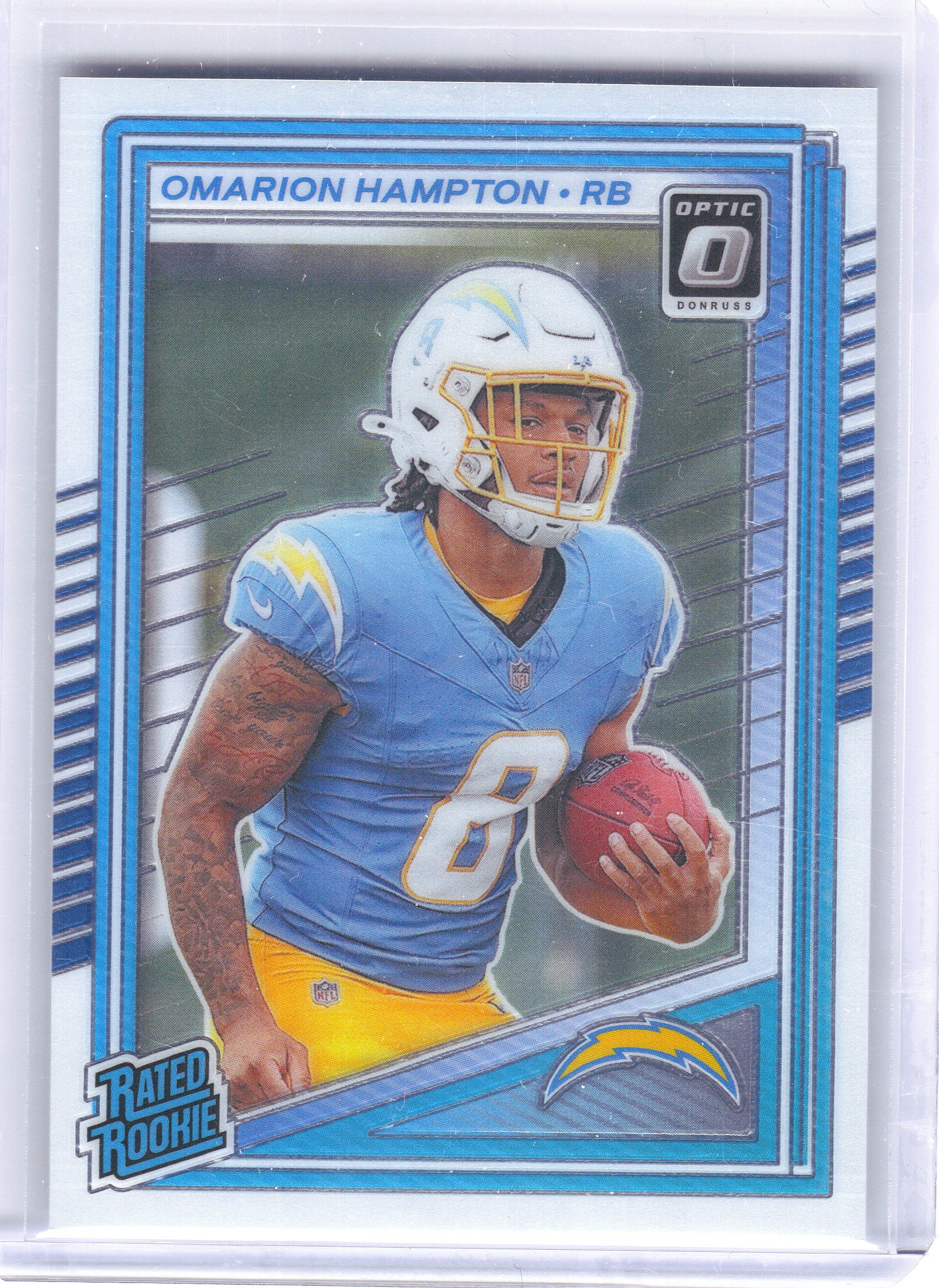 2025 Donruss Optic #212 Omarion Hampton Holo Los Angeles Chargers RC