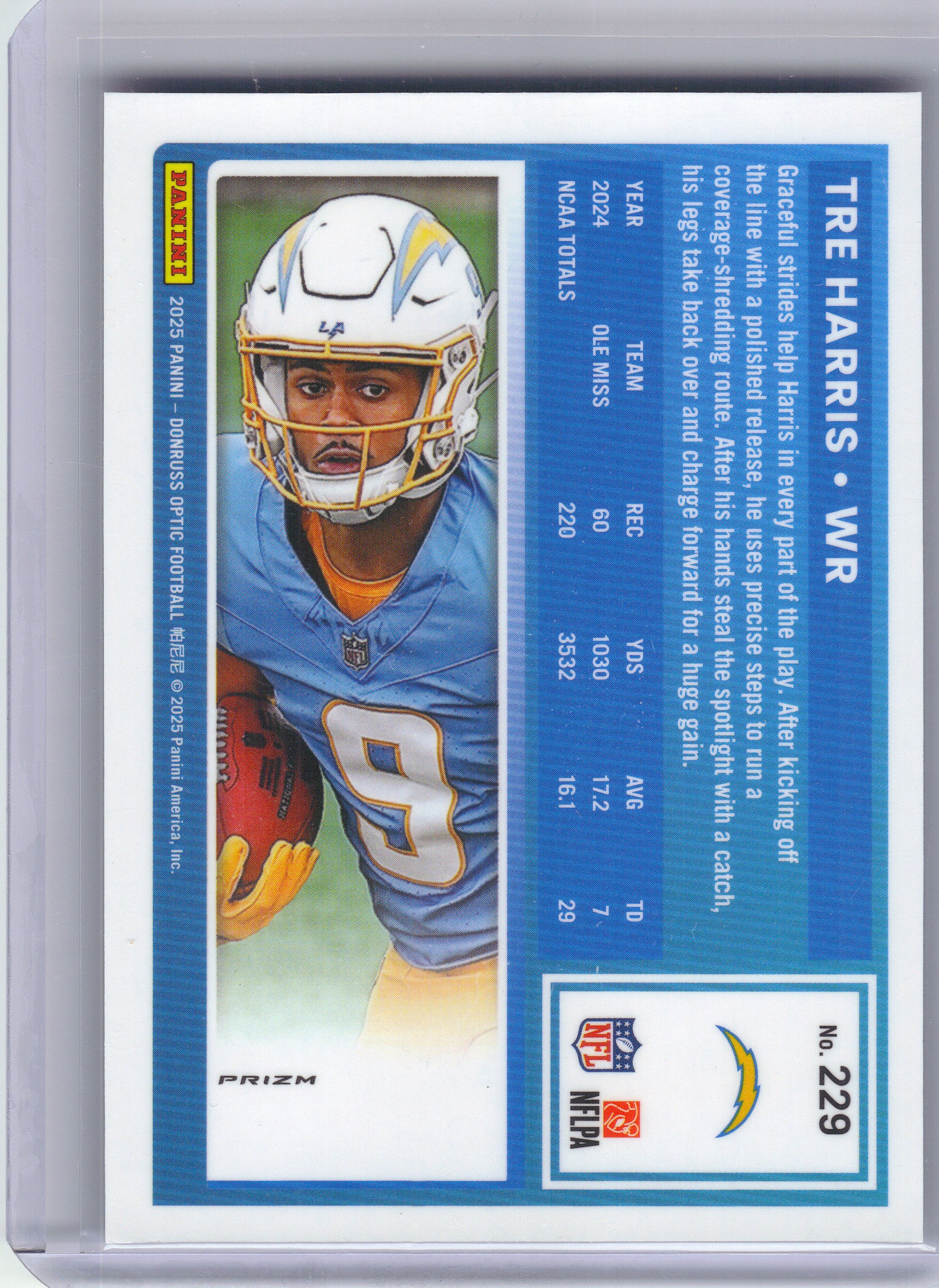 2025 Donruss Optic #229 Tre Harris Purple Shock Los Angeles Chargers RC