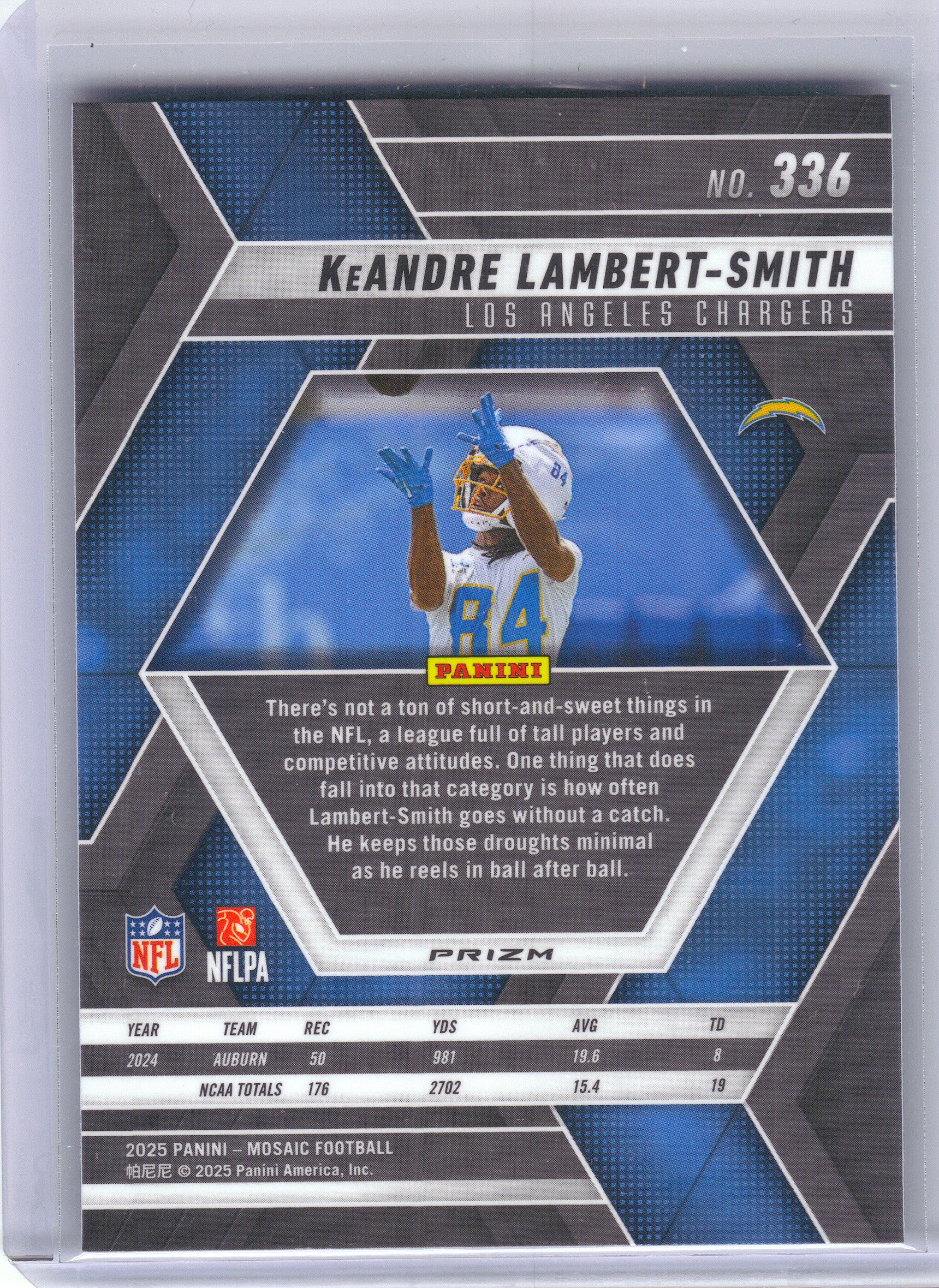 2025 Panini Mosaic #336 KeAndre Lambert-Smith Mosaic Green Los Angeles Chargers RC