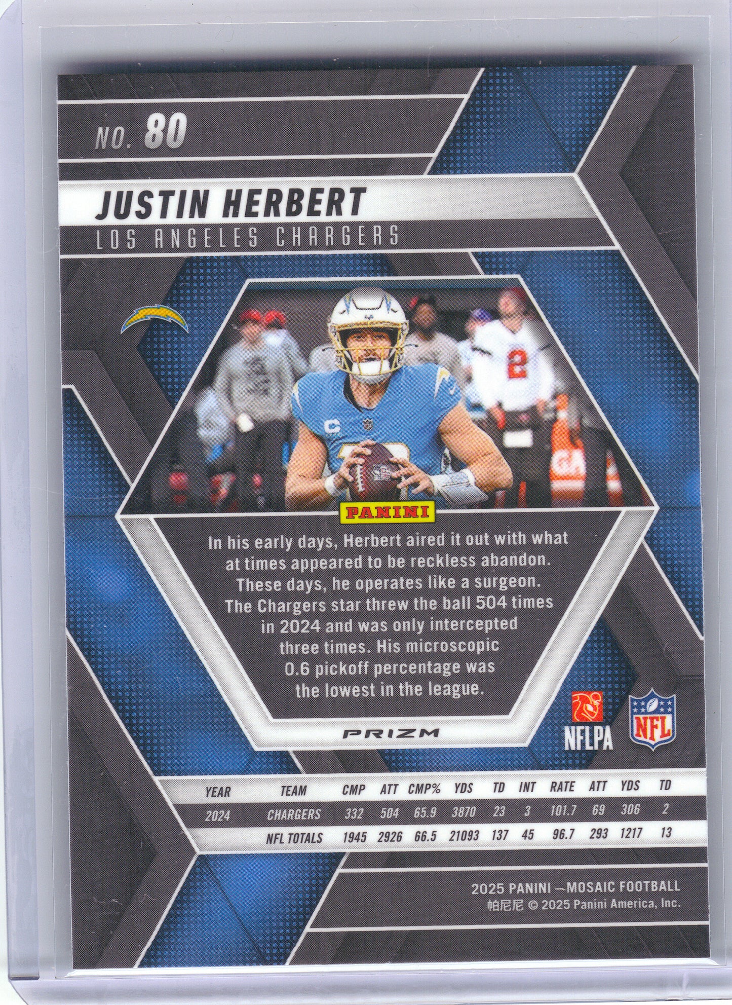 2025 Panini Mosaic #80 Justin Herbert Mosaic Green Los Angeles Chargers