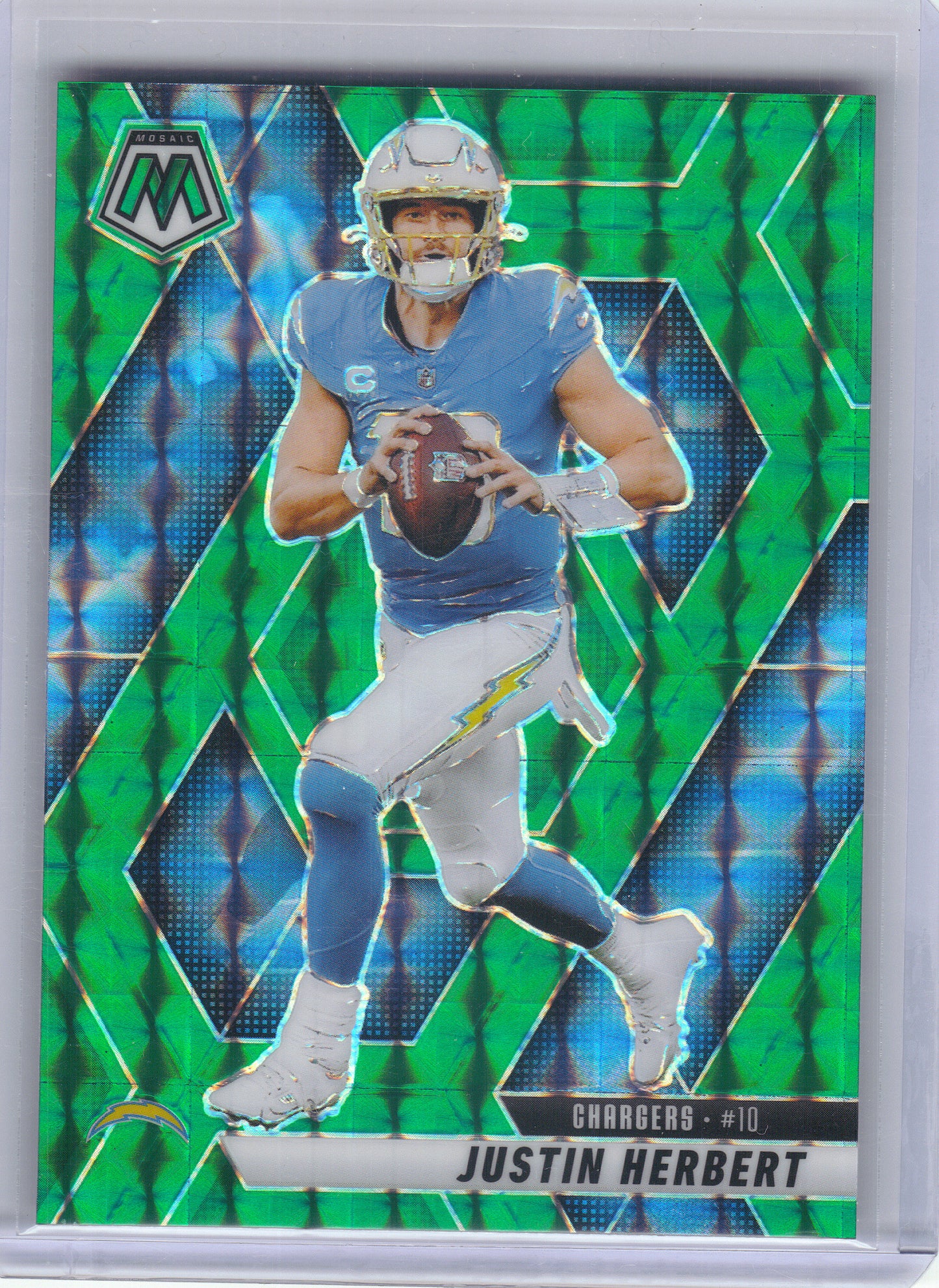 2025 Panini Mosaic #80 Justin Herbert Mosaic Green Los Angeles Chargers
