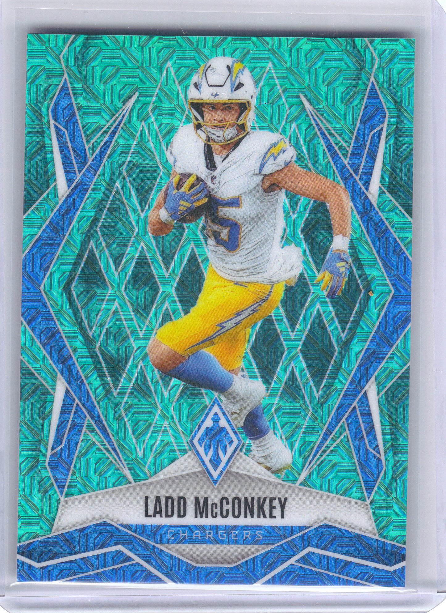 2025 Panini Phoenix #66 Ladd McConkey Teal Mojo Prizm #/50 Los Angeles Chargers SN