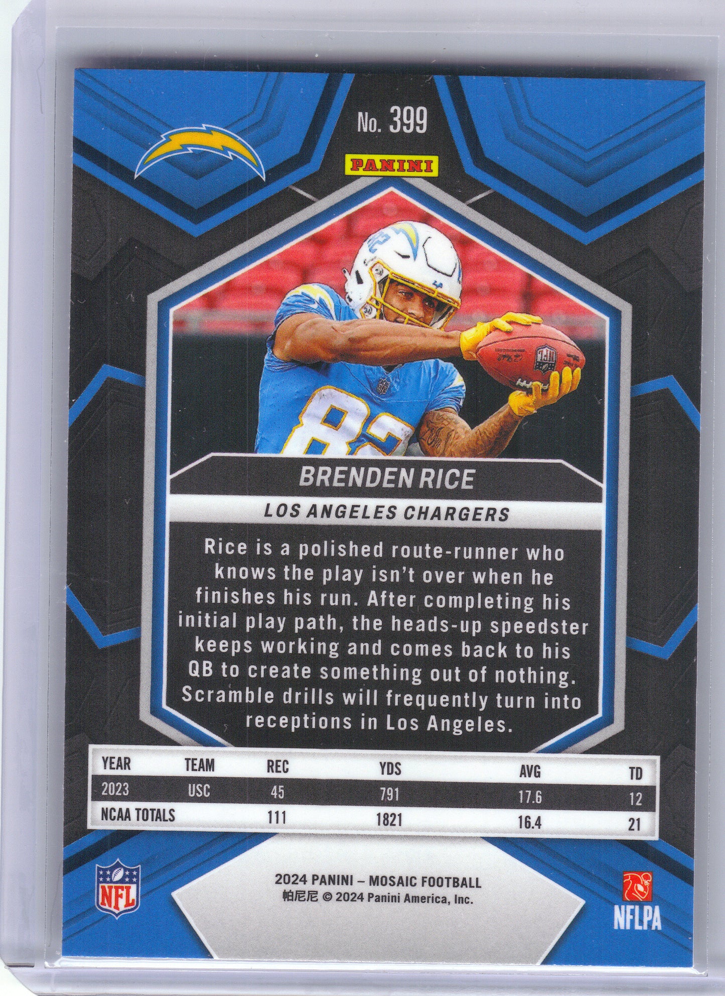 2024 Panini Mosaic #399 Brenden Rice Los Angeles Chargers RC