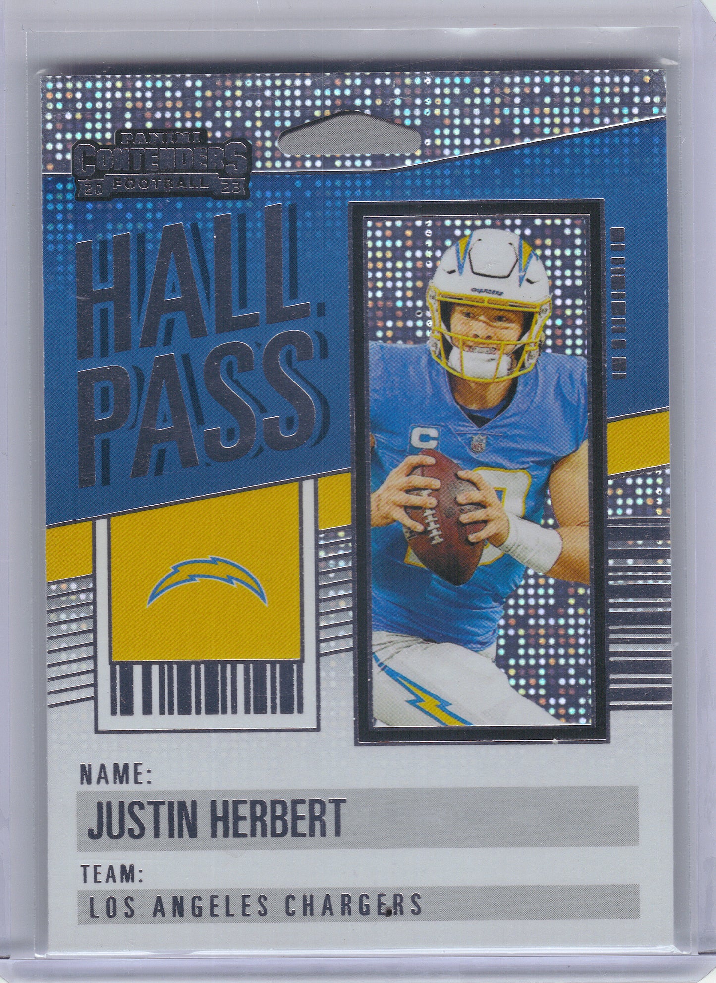 2023 Panini Contenders #14 Justin Herbert Hall Pass Los Angeles Chargers