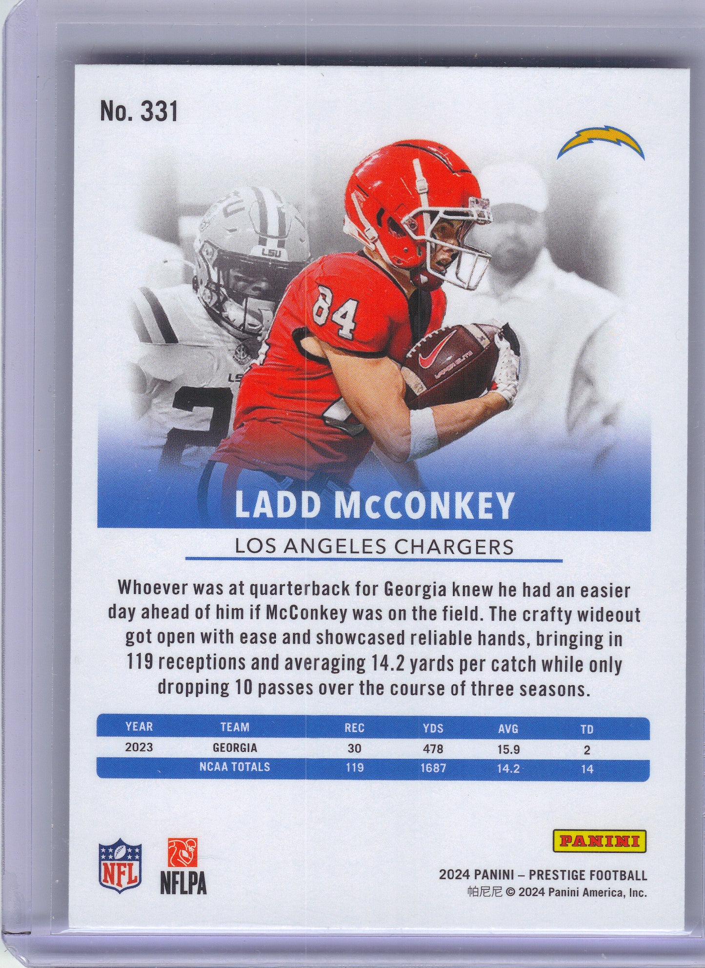 2024 Panini Prestige #331 Ladd McConkey Los Angeles Chargers RC