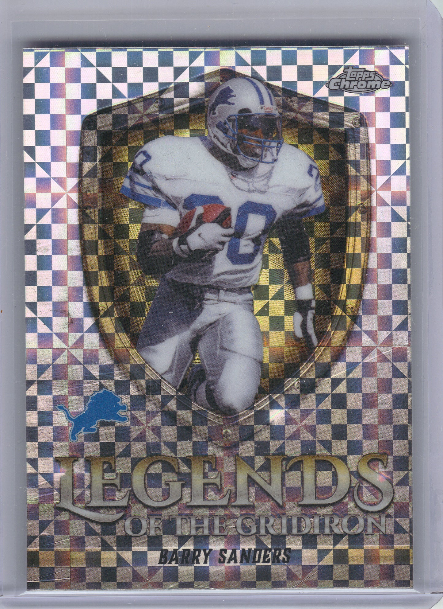 2025 Topps Chrome #LOG-11 Barry Sanders Legends of the Gridiron X-Fractor Detroit Lions