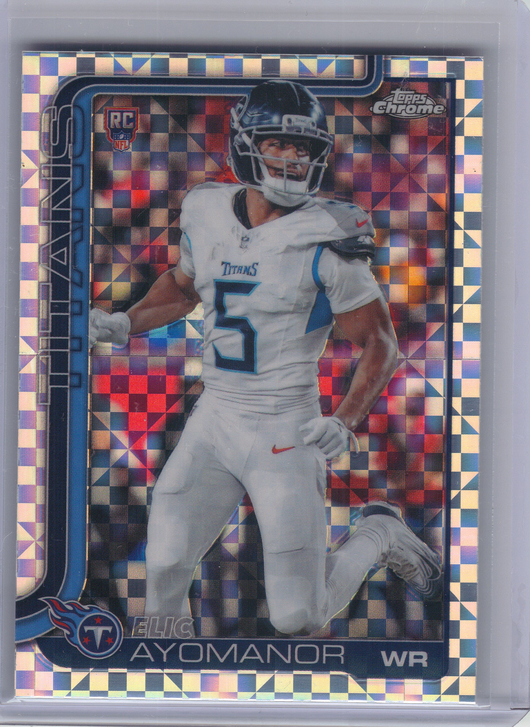 2025 Topps Chrome #336 Elic Ayomanor X-Fractor Tennessee Titans RC