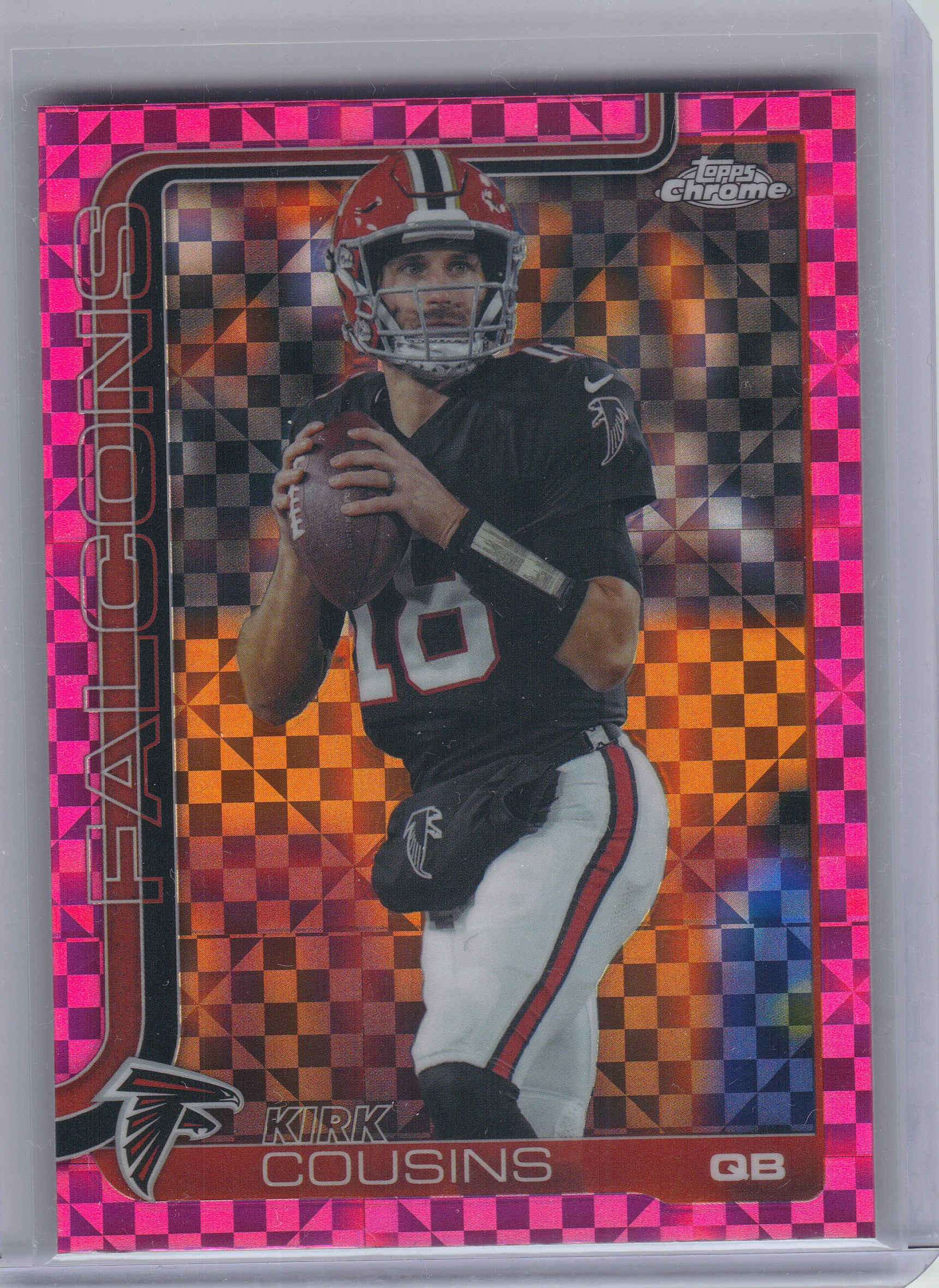 2025 Topps Chrome #13 Kirk Cousins Hot Pink X-Fractor Atlanta Falcons