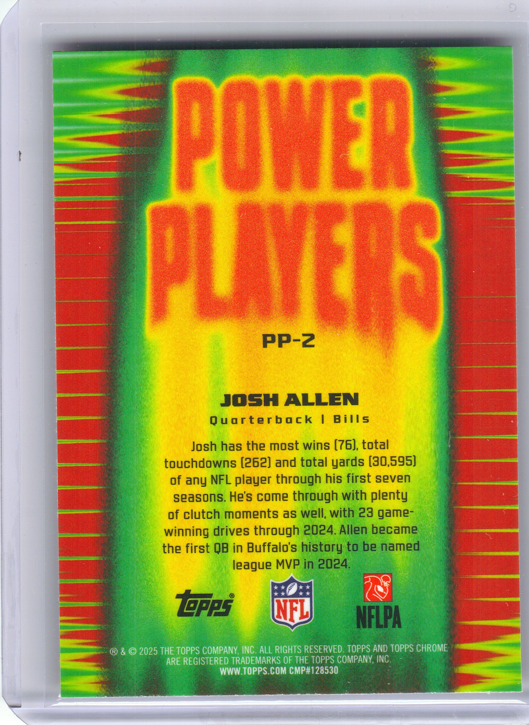 2025 Topps Chrome #PP-2 Josh Allen Power Players Refractor Buffalo Bills