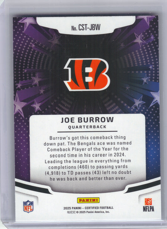 2025 Panini Certified #CST-JBW Joe Burrow Certified Stars Cincinnati Bengals