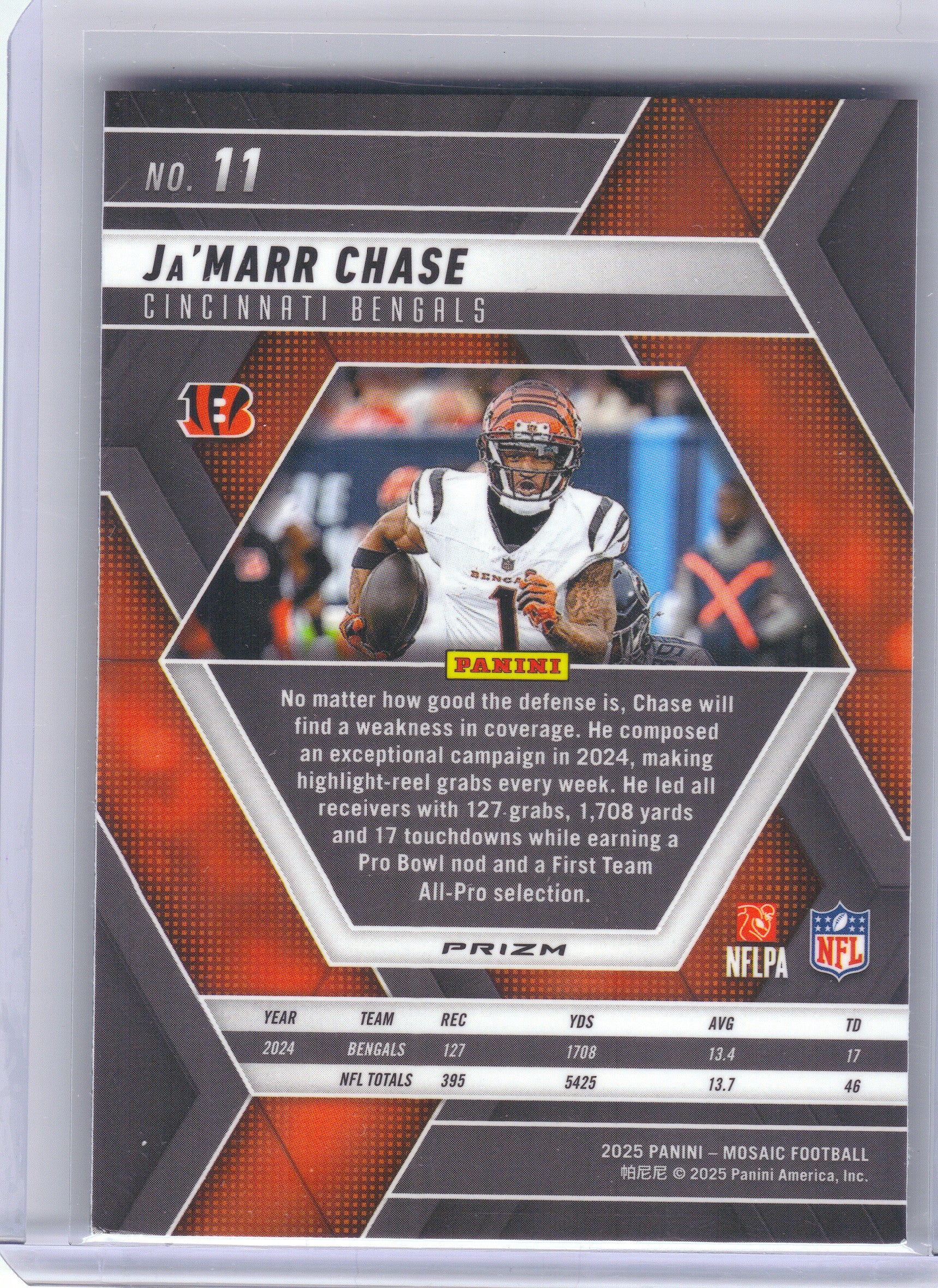 2025 Panini Mosaic #11 Ja'Marr Chase Mosaic Green Cincinnati Bengals