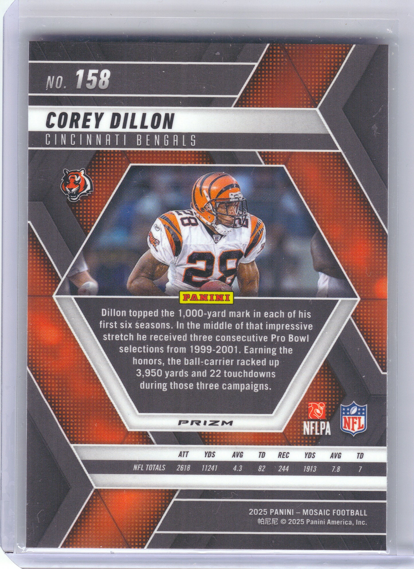 2025 Panini Mosaic #158 Corey Dillon Mosaic Camo Pink Cincinnati Bengals