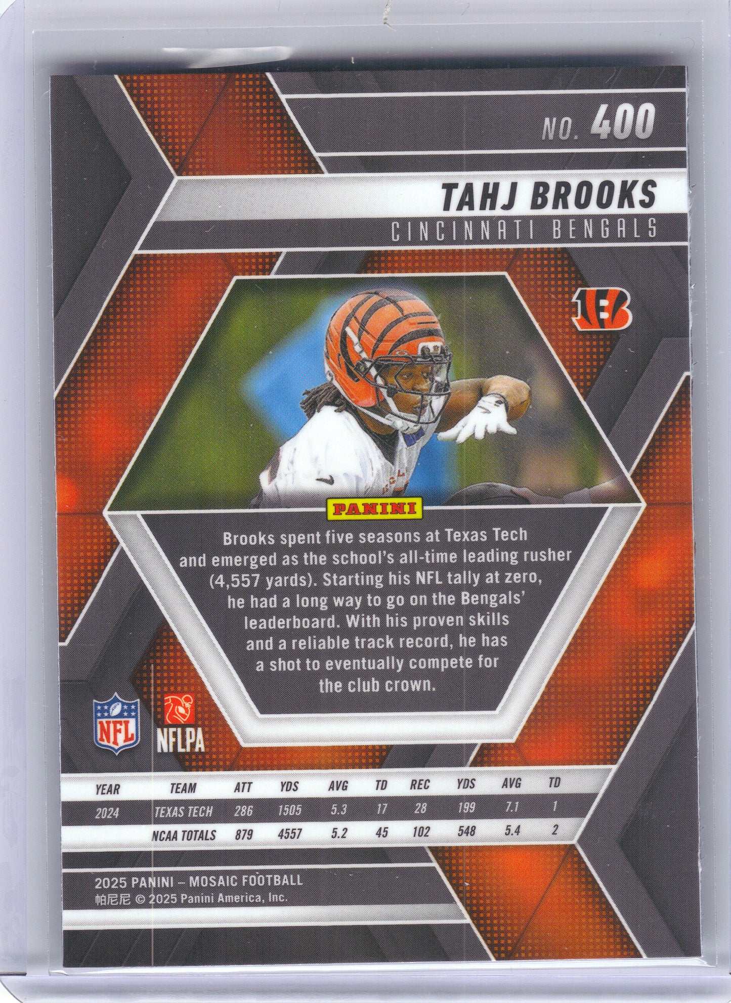 2025 Panini Mosaic #400 Tahj Brooks Cincinnati Bengals RC