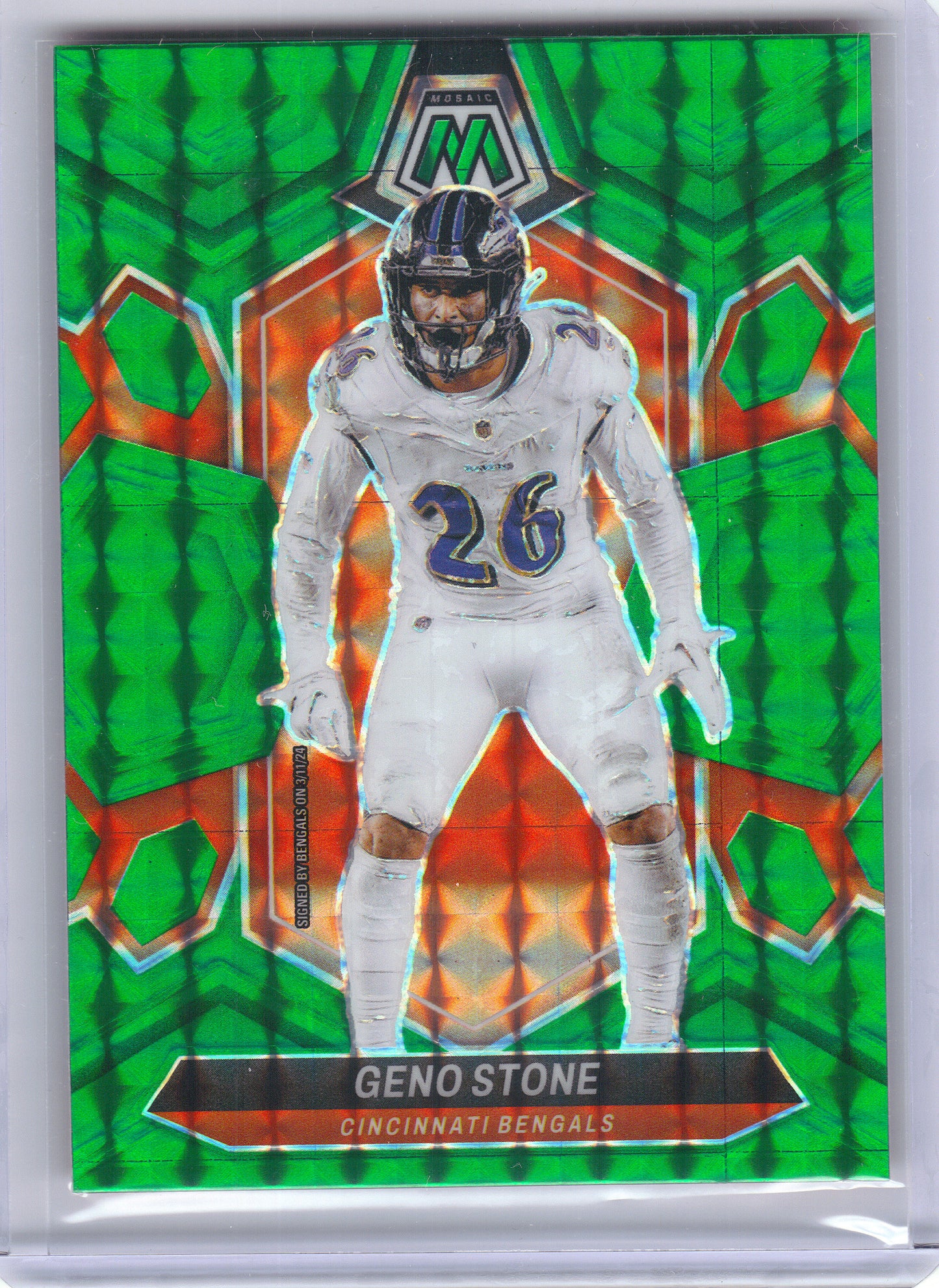 2024 Panini Mosaic #49 Geno Stone Mosaic Green Cincinnati Bengals