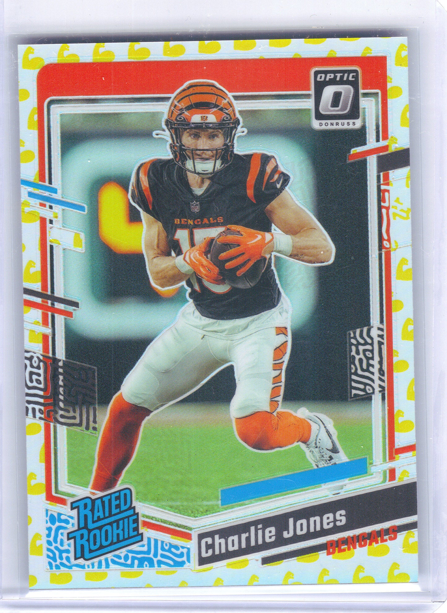 2023 Donruss Optic #223 Charlie Jones Flex #/149 Cincinnati Bengals SN,RC
