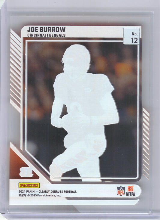 2024 Clearly Donruss #12 Joe Burrow Cincinnati Bengals