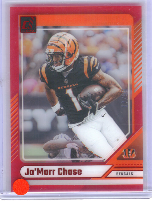 2024 Clearly Donruss #13 Ja'Marr Chase Red #/99 Cincinnati Bengals SN